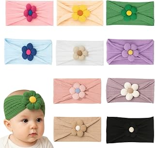 ANNA CREATIONS 10 Pcs Baby Headbands for Girls & Boys, Soft Stretchy Hair Bands with Cute Flower Design, Comfortable and S... Price In India