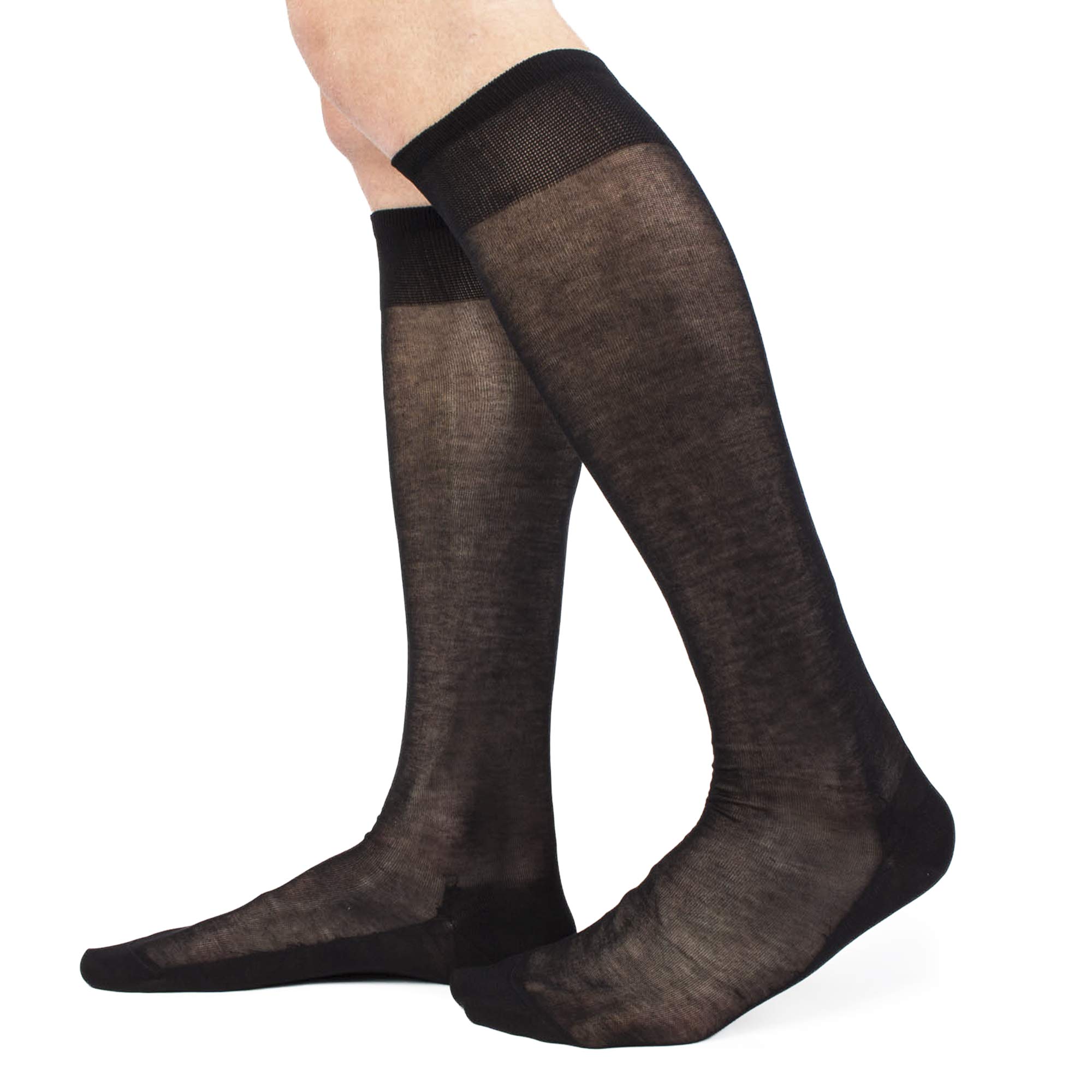 Ciocca Scatola Regalo 4 paia Calze Lunghe Chiffon Filo di Scozia 100% Cotone Sottilissime - Made in Italy - Eleganti comode