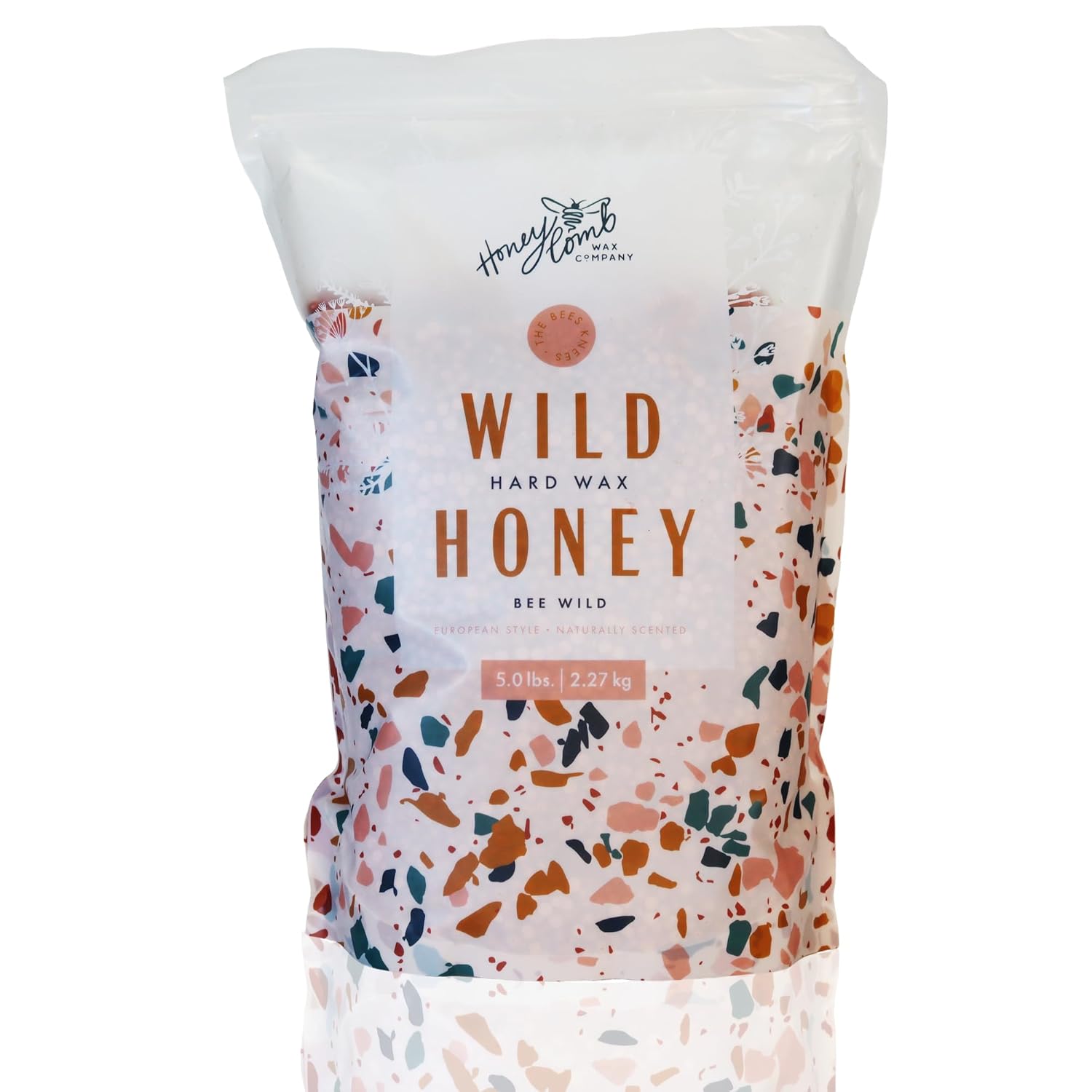 Honeycomb's Professional Wild Honey Hard Wax Beads, All-Purpose, No Strips Needed, Most Natural European Style Hard Wax Beads, Easy Removal, 5lbs, (2.267kg)