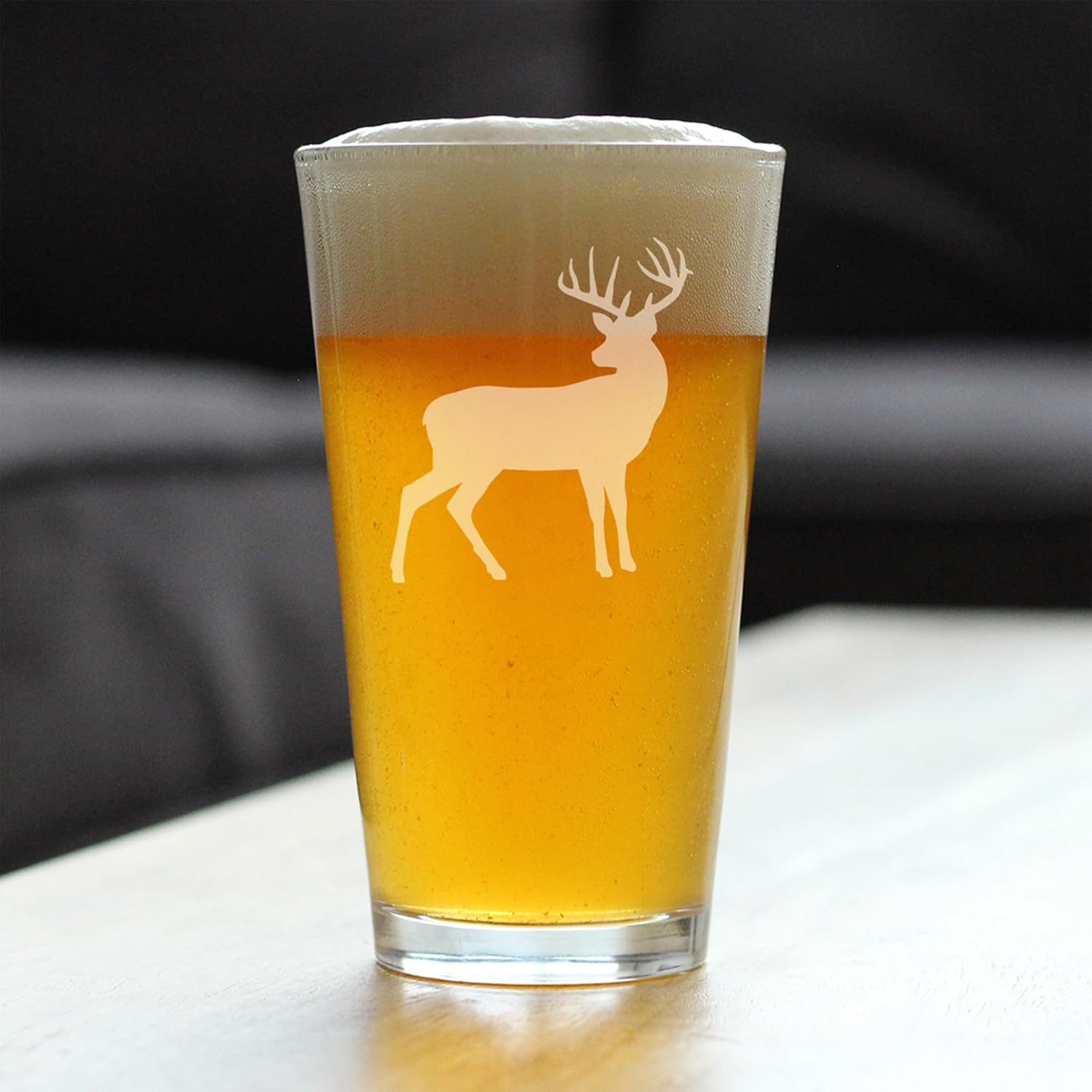 Custom Deer Pint Glass for Beer - Cabin Themed Gifts or Rustic Decor for Men and Women - Fun Drinking or Party Glasses - 16 oz