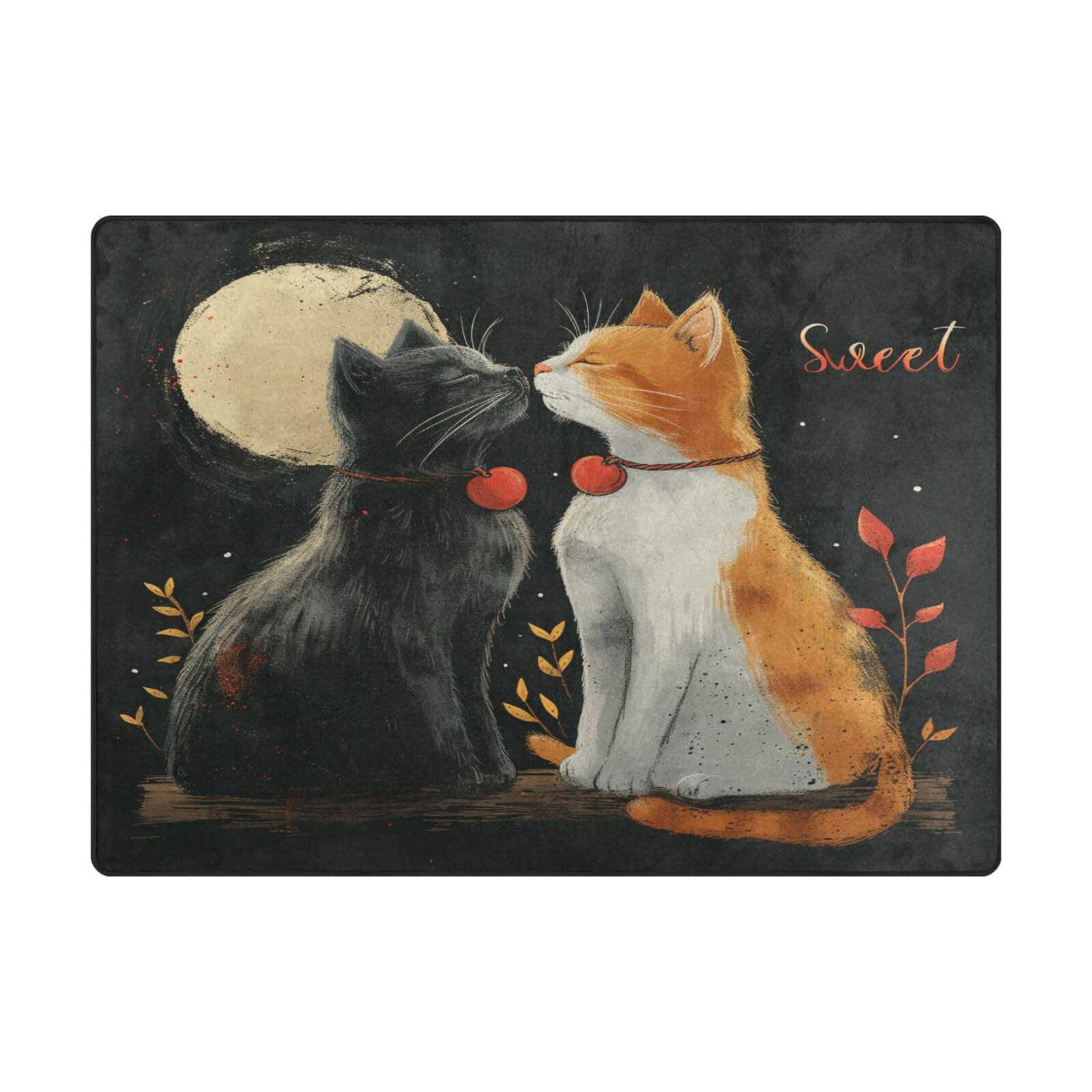 Tapis de sol contemporain chats 203x147 cm anti sol froid salon