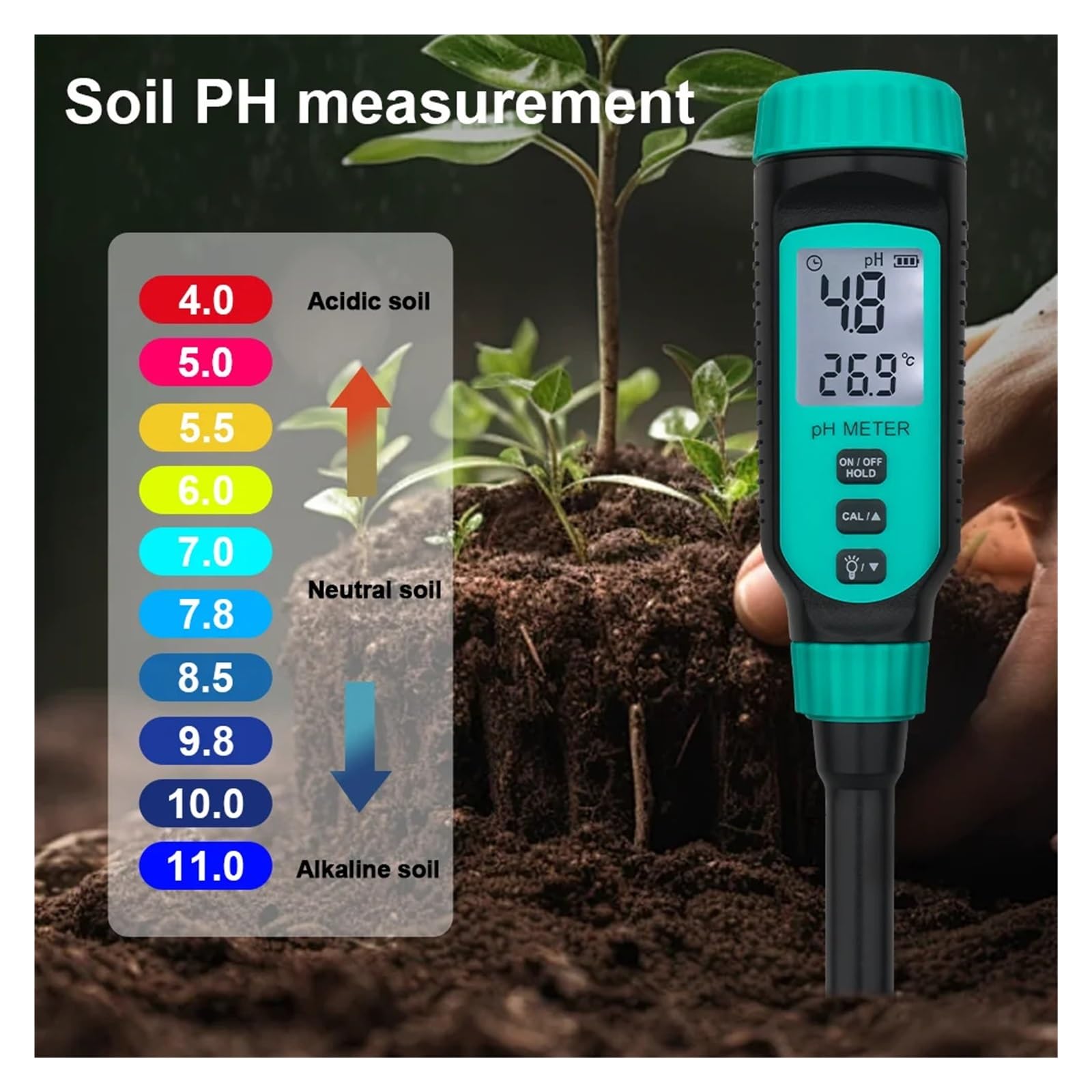 Misuratore PH 4 In 1 Tester Del Terreno Display LCD Retroilluminato Portatile For Pane Liquido Pasticceria Acidimetro Professionale Misurazione Accurata