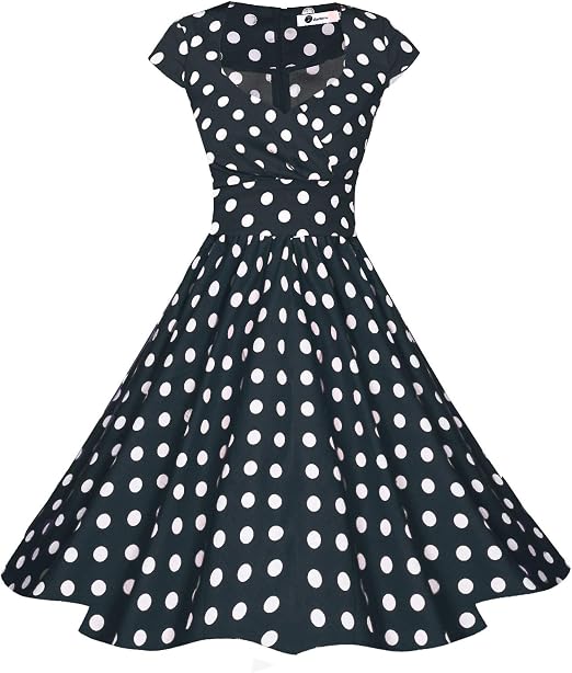 Zarlena - Abito da donna stile rockabilly, vintage, pin-up, a pois  nero/bianco M : Amazon.it: Abbigliamento