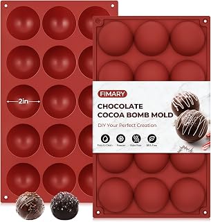 Medium Silicone Hot Chocolate Bomb Molds, 2 Packs 15 Holes Semi Sphere Mold 2" Half Sphere Silicone Baking Molds for Making Chocolate, Cake, Jelly, Dome Mousse