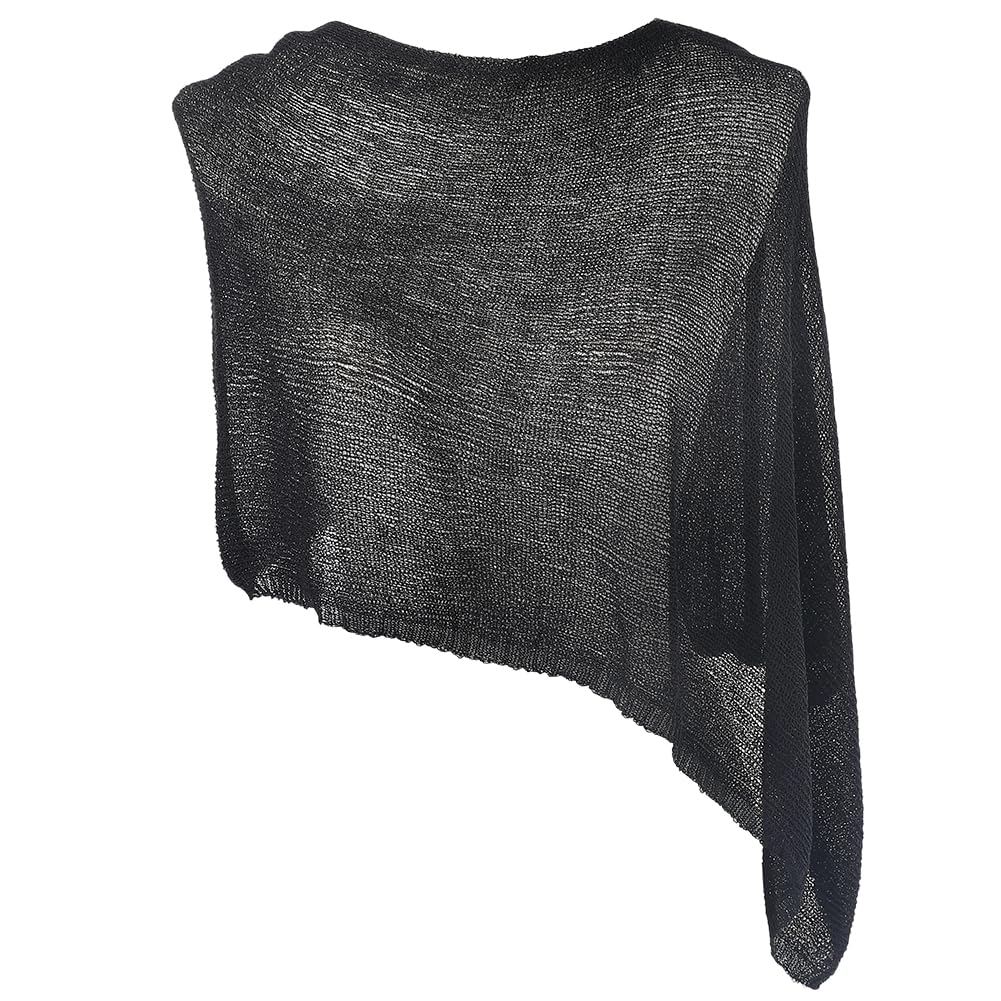Poncho En Maille Transparent Femme - Boléro Léger D'été, Coupe Asymétrique, Plusieurs Couleurs - Taille Unique