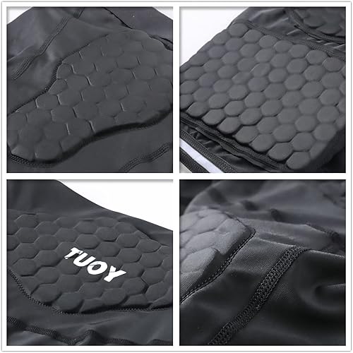 Miniatura 5 de DGXINJUN Men Padded Compression Shirt Sports Short Sleeve Protective T-Shirt Shoulder Rib Chest Back Protector Pads Support Shirt for Adult Football