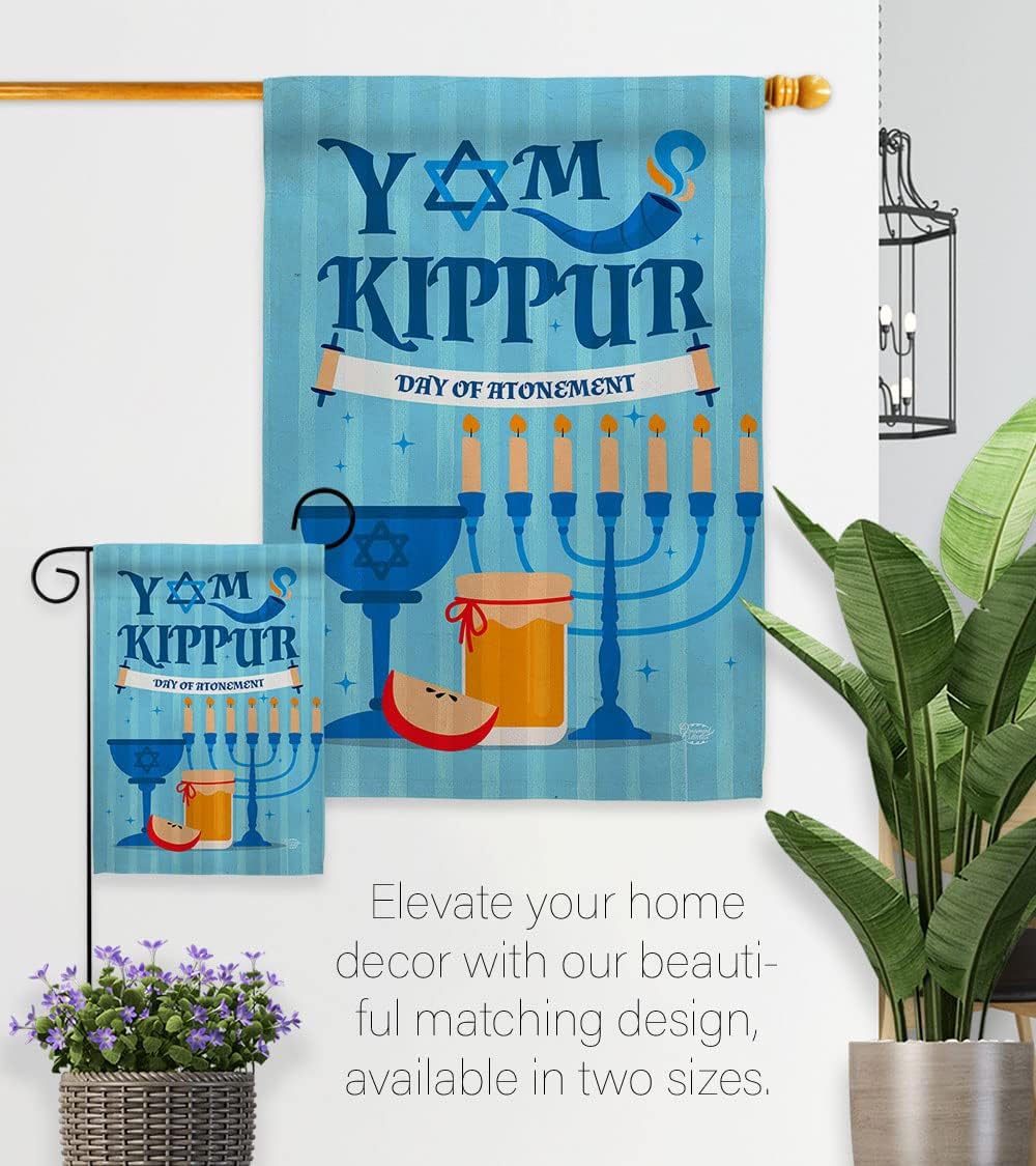 Day of Atonement Religious Yom Kippur The in Judaism Repentance Prayer House Decoration Banner Small Yard Gift Double-Sided, Garden Flag 13"x 18.5", Thick Fabric