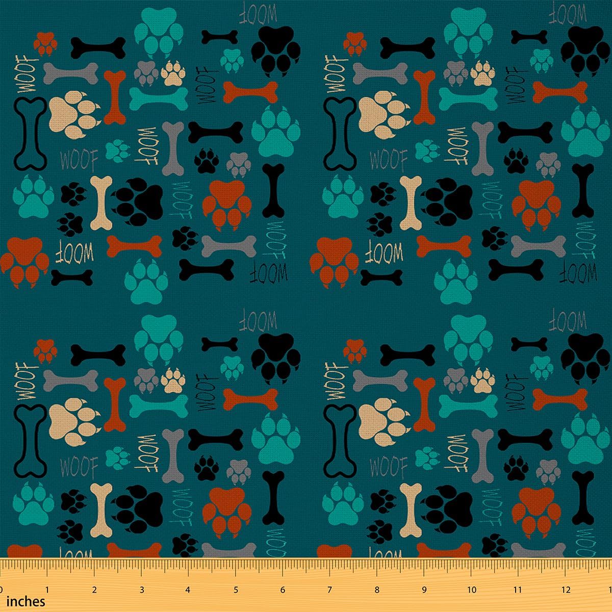 Pup Dog Paw Print Fabric By The Yard