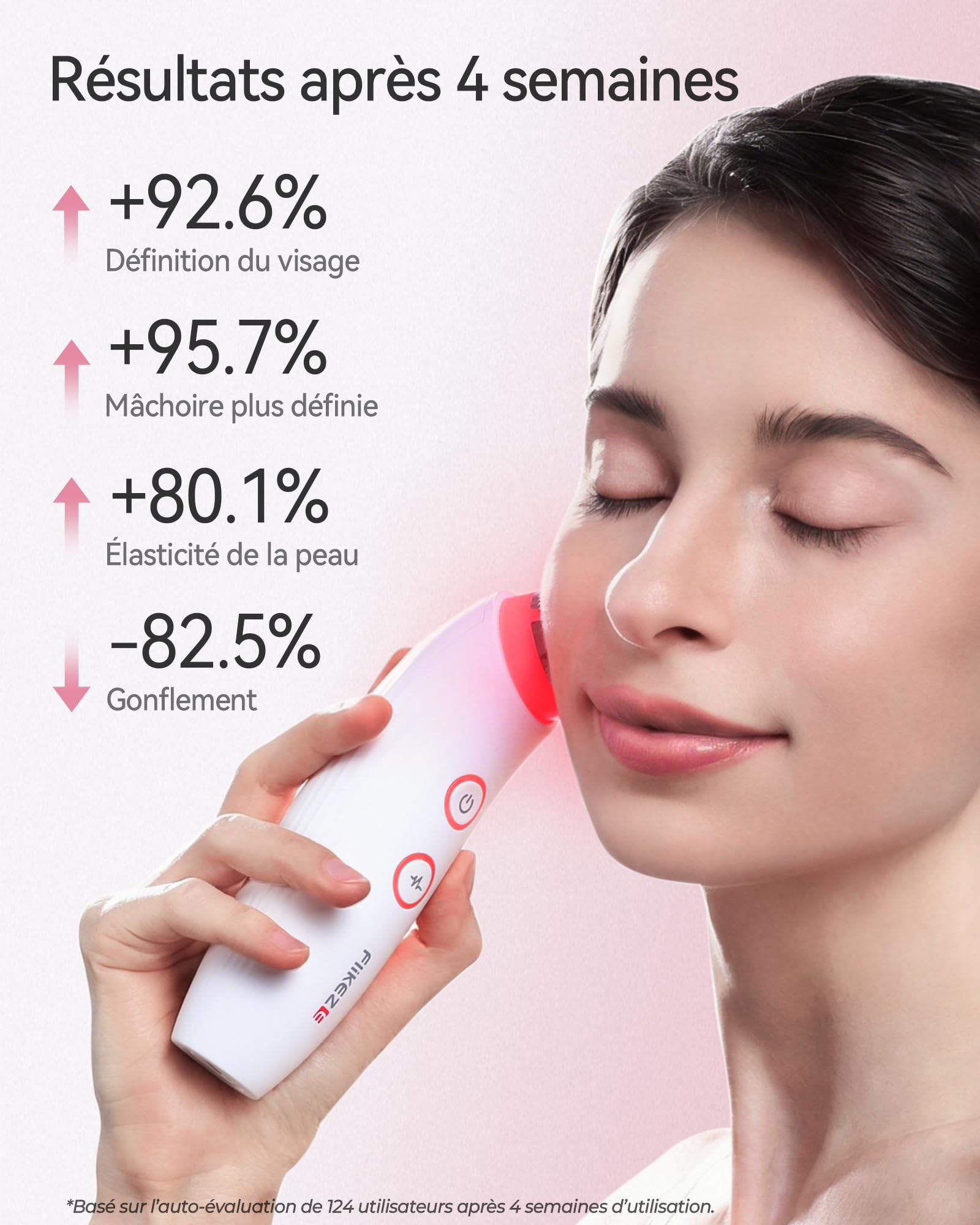 FliKEZE Masseur Visage avec Lumière Rouge et Vide pour Visage et Cou | Appareil beauté 3 en 1 avec 3 modes LED, 3 niveaux d’intensité et soin quotidien du visage et du cou