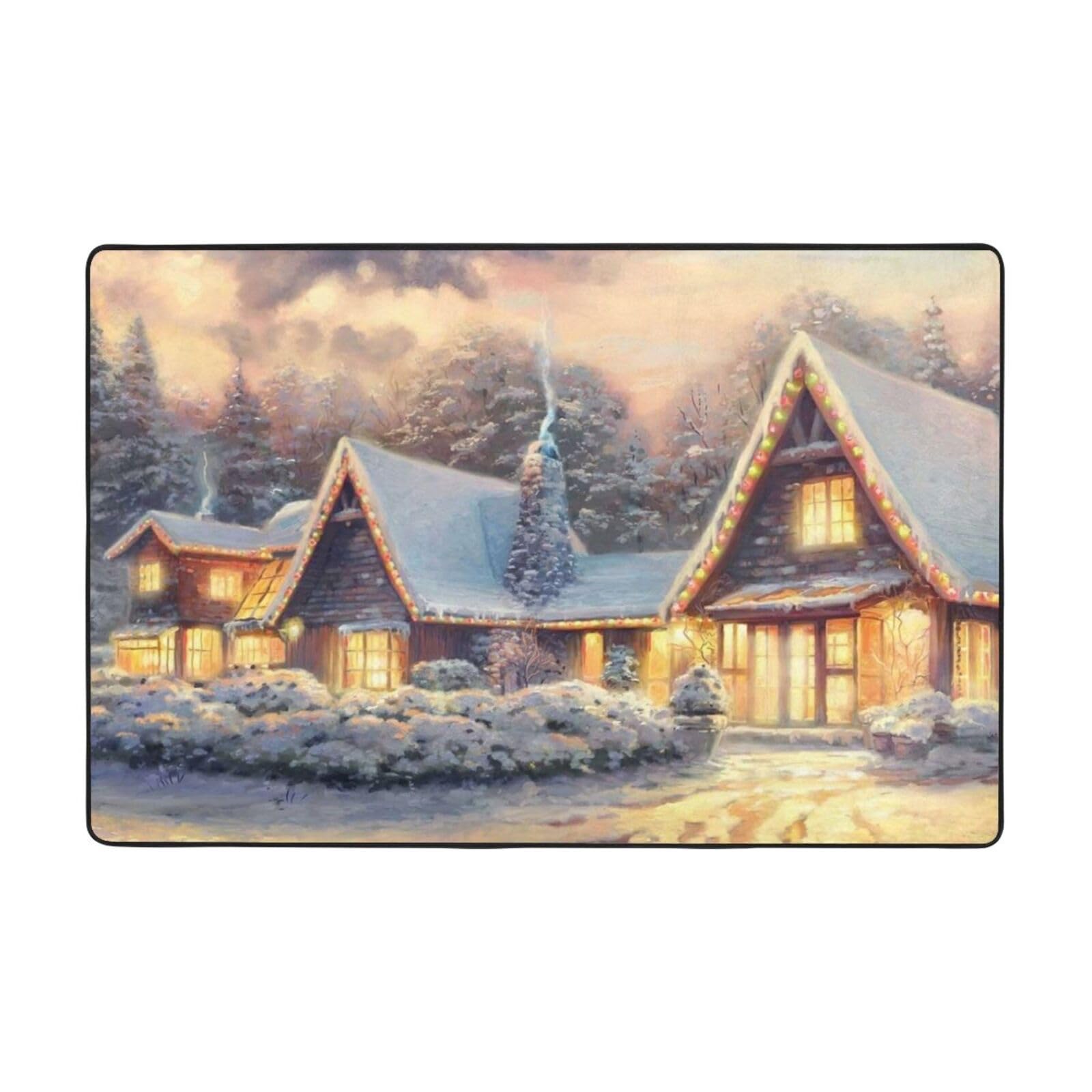 Tapis rectangulaire en flanelle NOGRAX House in snow pour salon et chambre