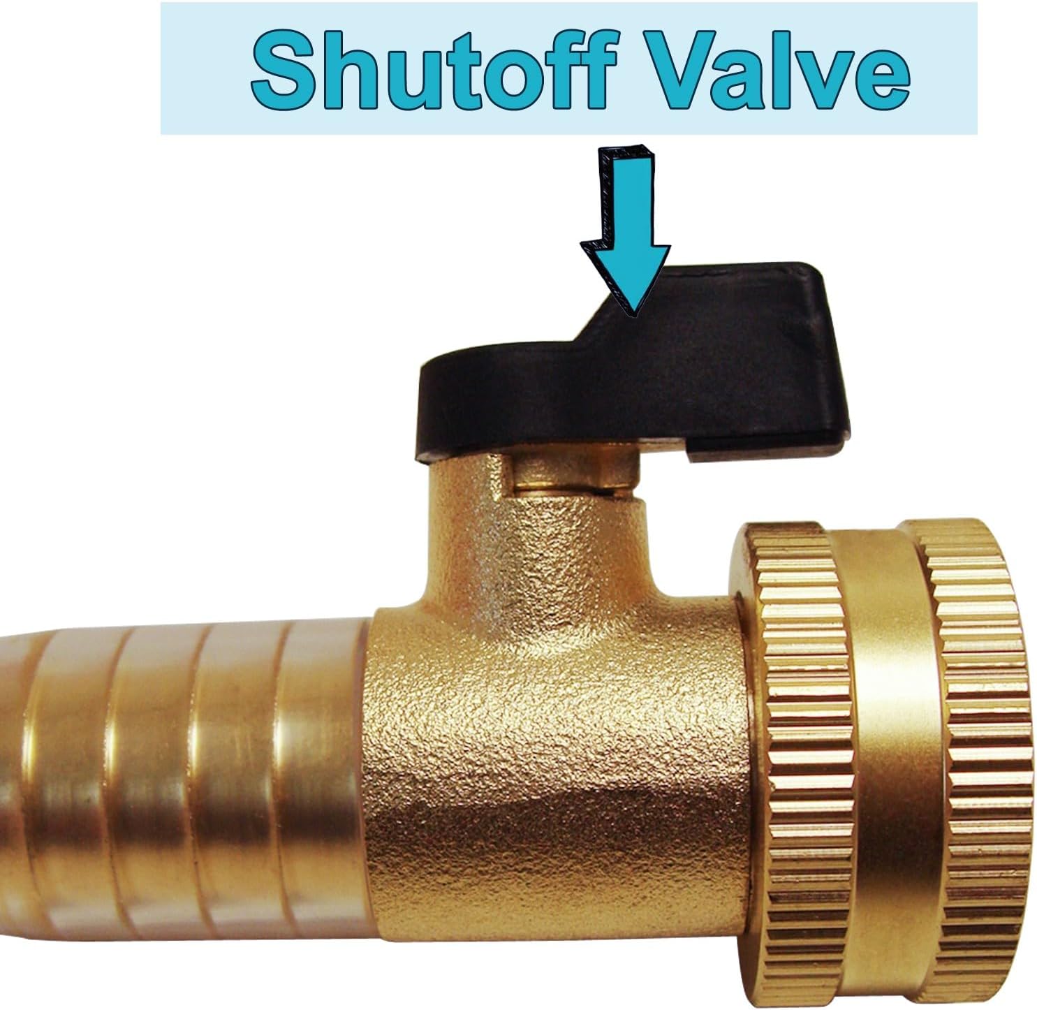 Brass RV Water Tank Filler - W/Shutoff Valve Eliminate Line Backflow Lead-Free Bevelled 5/8" Fill Tube Hand Tool Taps