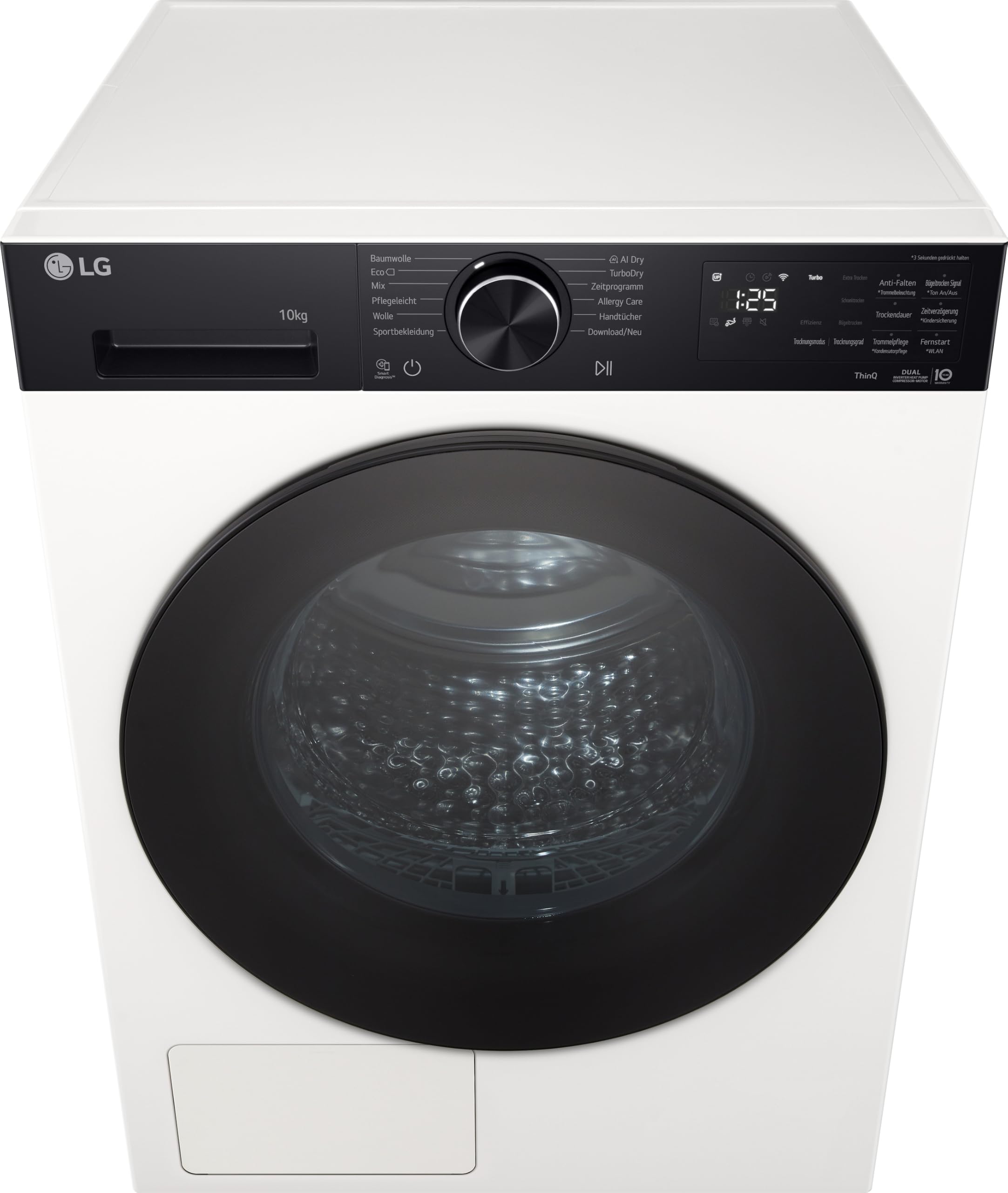 LG RT10X7P Wärmepumpen-Trockner (10 kg, Energieklasse C) mit AI Dry, TurboDry, selbstreinigendem Kondensator und ThinQ, Weiß