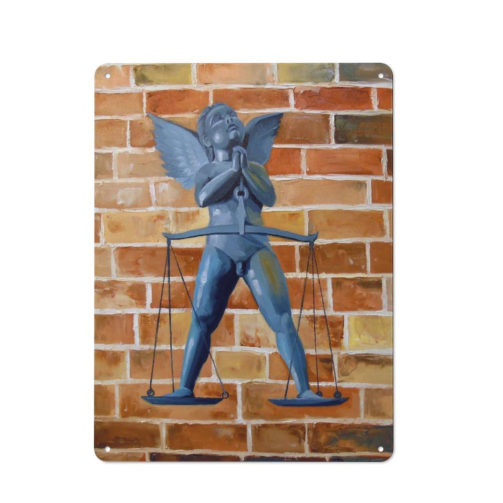 Angel Court Country Style Metal Wall Decor 40x30cm, Decorative Metal Sign for Kitchen, Cafe, Pantry Or Dining Room