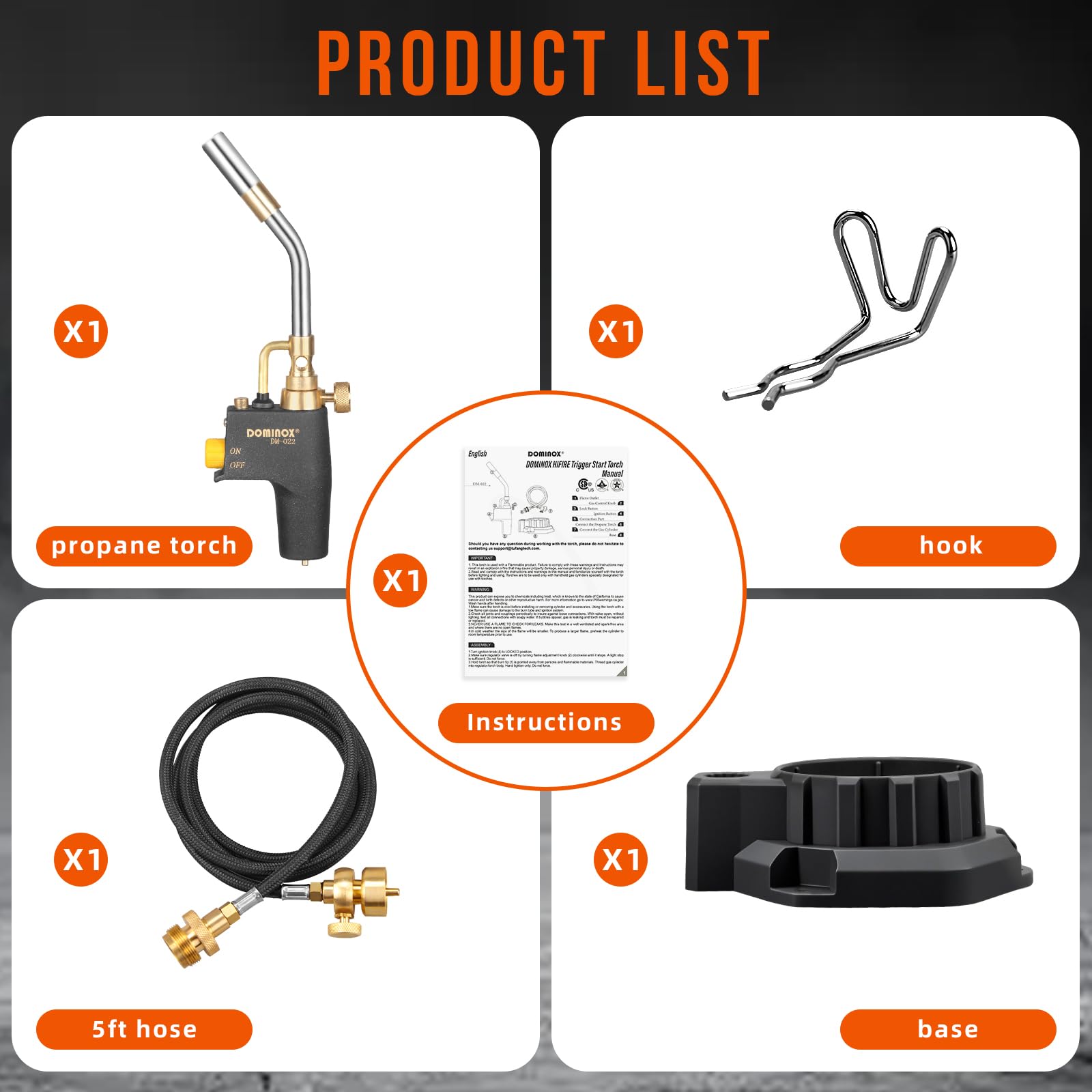 Torcia a propano con tubo da 1,5 m, base e clip per cilindro, torcia a gas per propano e Mapp, kit torcia a gas MAPP per saldatura, saldatura, cottura (non incluso serbatoio del gas)