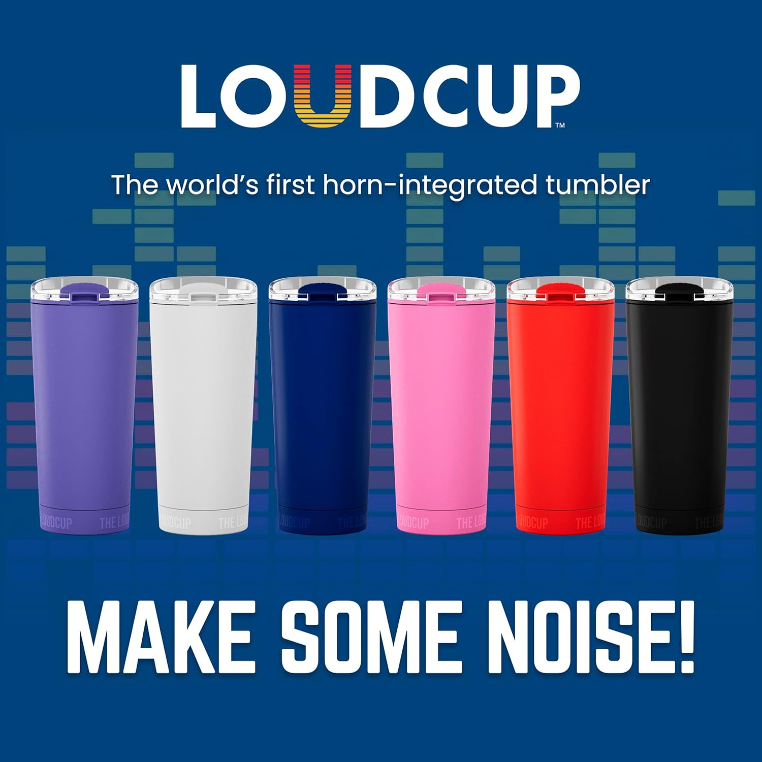 The LoudCup Blow Horn Tumbler, Cheer & Sip 2-in-1 Reusable Water Bottle with Built-In Horn for Sports Games, Tailgates, Parties & Events, BPA-Free