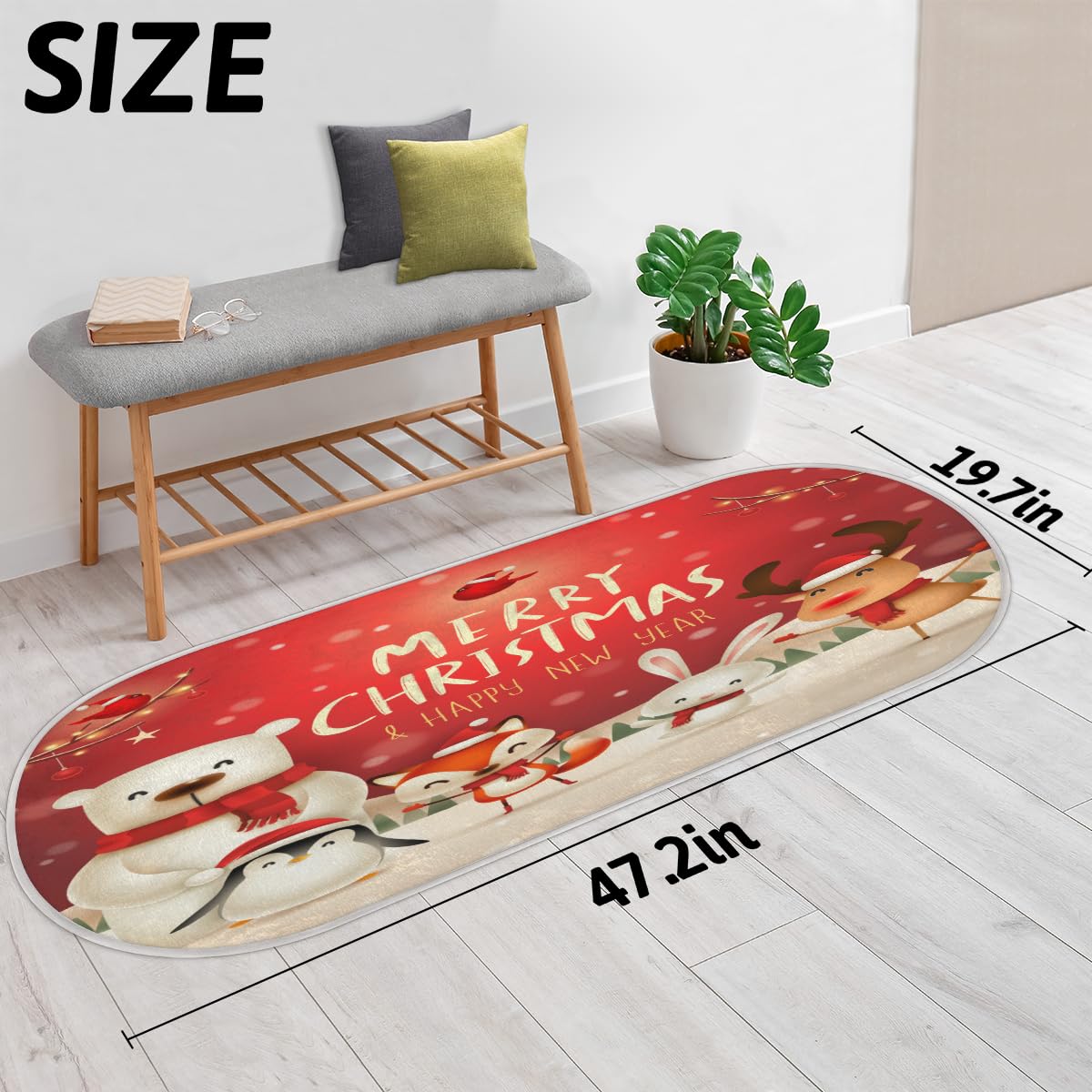 TropicalLife Boże Narodzenie zwierzę dywanik mata 50 x 120 cm, zwierzę śliczne długie włosy pogrubione dywaniki do pokoju kuchni domu łazienki wewnątrz antypoślizgowa mata podłogowa dywaniki