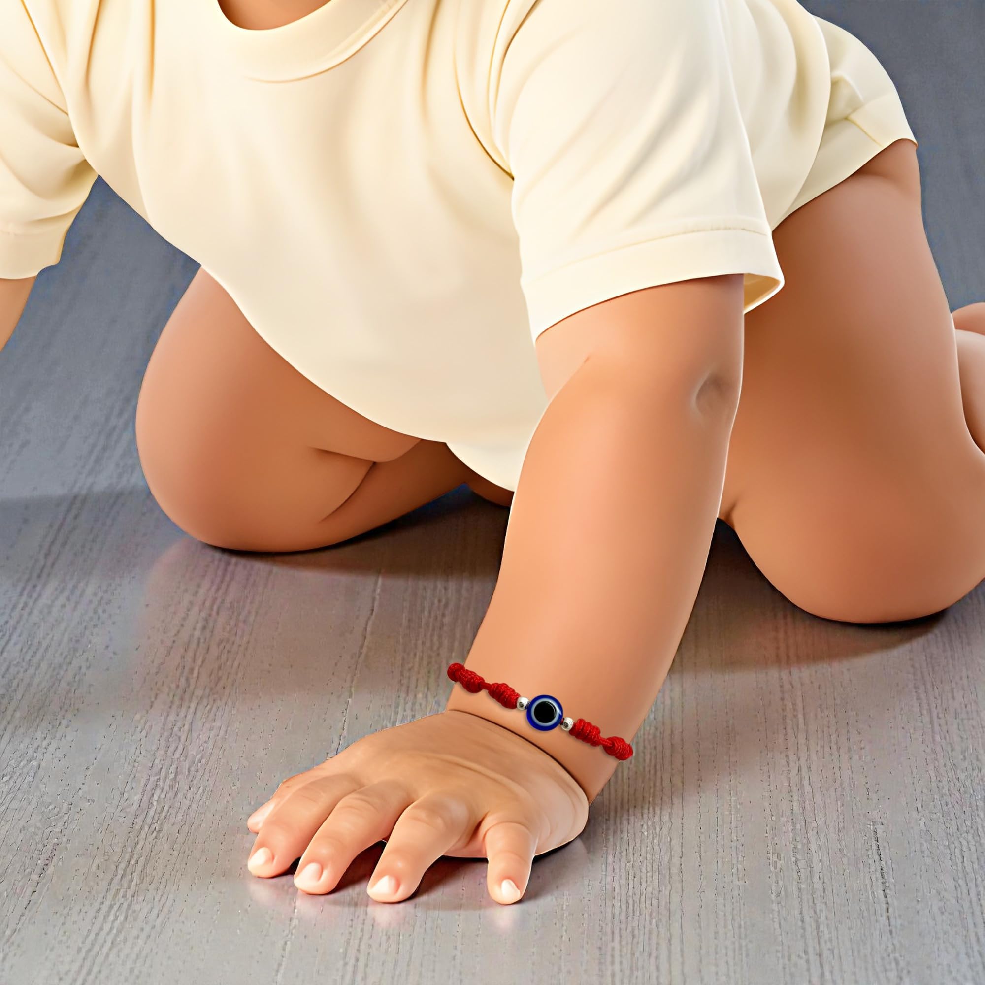 Pulsera de nudos ojo turco bebé roja contra mal de ojo amuleto buena suerte hilo rojo protección niños talla especial