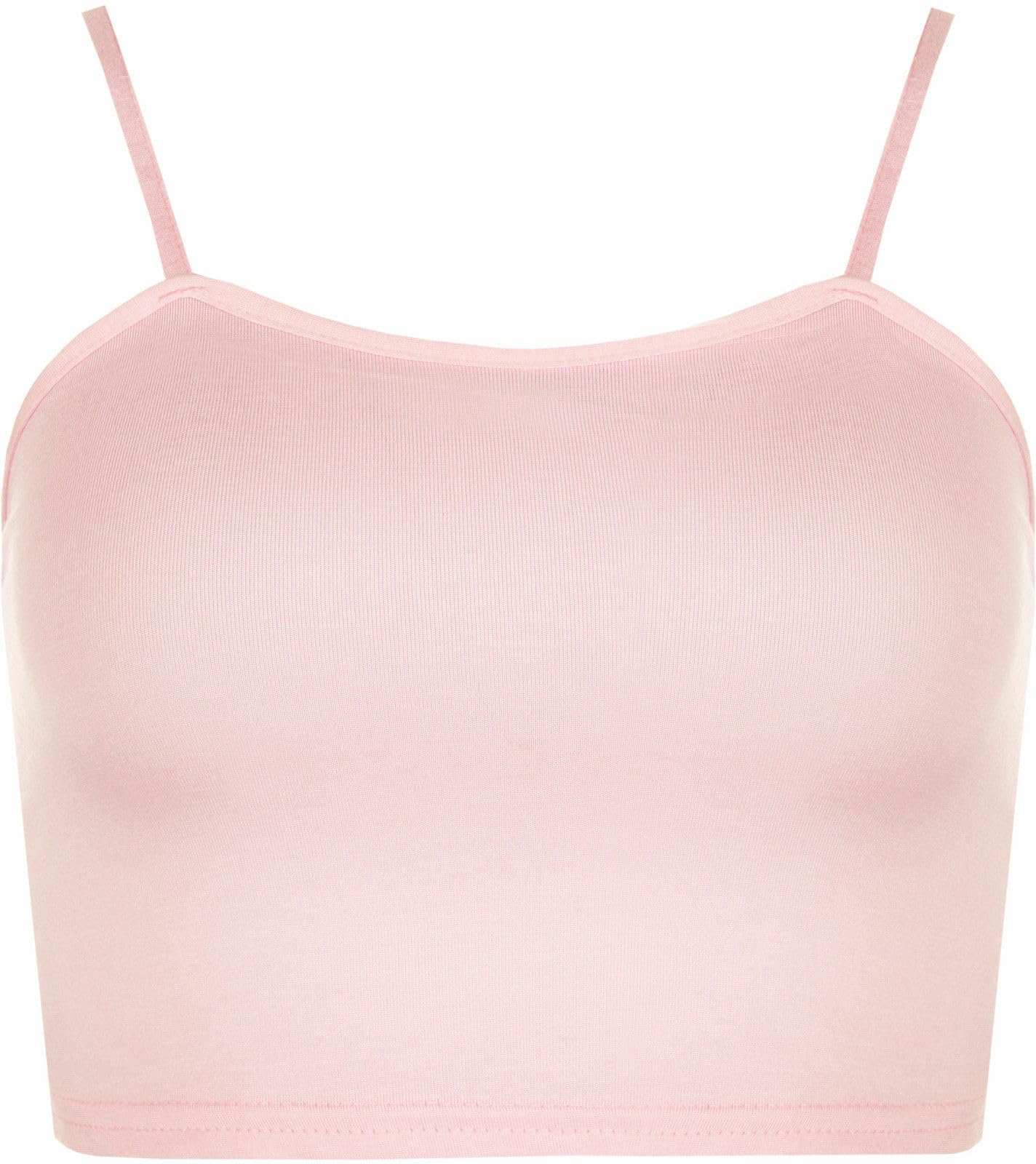 LUXE DIVA Womens Strappy Sleeveless Ladies Bralet Crop Stretch Vest Top - 8-14 Baby Pink
