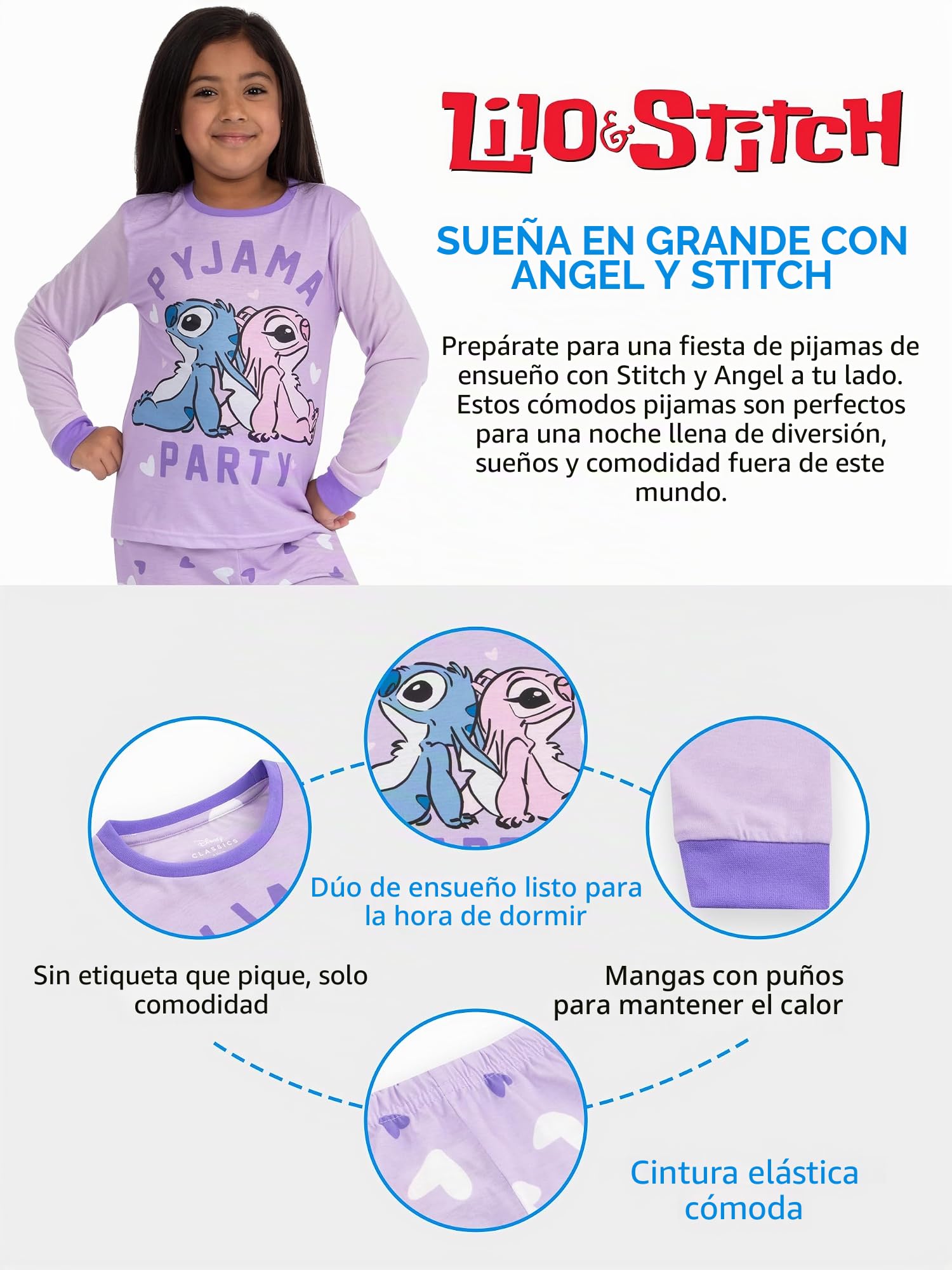 Disney Pijamas Stitch Niña | Pijama Familiar A Juego | Stitch Y Angel Pijama Niña | Pijamas Familiares Iguales