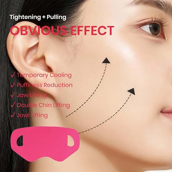 4Pcs Camellia Deep Collagen V Lifting Gel Mask- Double Chin Reducer & Neck Firming Mask for Sagging Skin, Instant Tightening & Face Sculpting