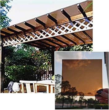 Polycarbonate Roofing Sheet Outdoor Clear Polycarbonate Greenhouse Panels Replacement Shed Panel 1.2mm Thick Clear roof Sheets for Patios, Partitions, awningsBrown,1x3m/3.28x9.84ft