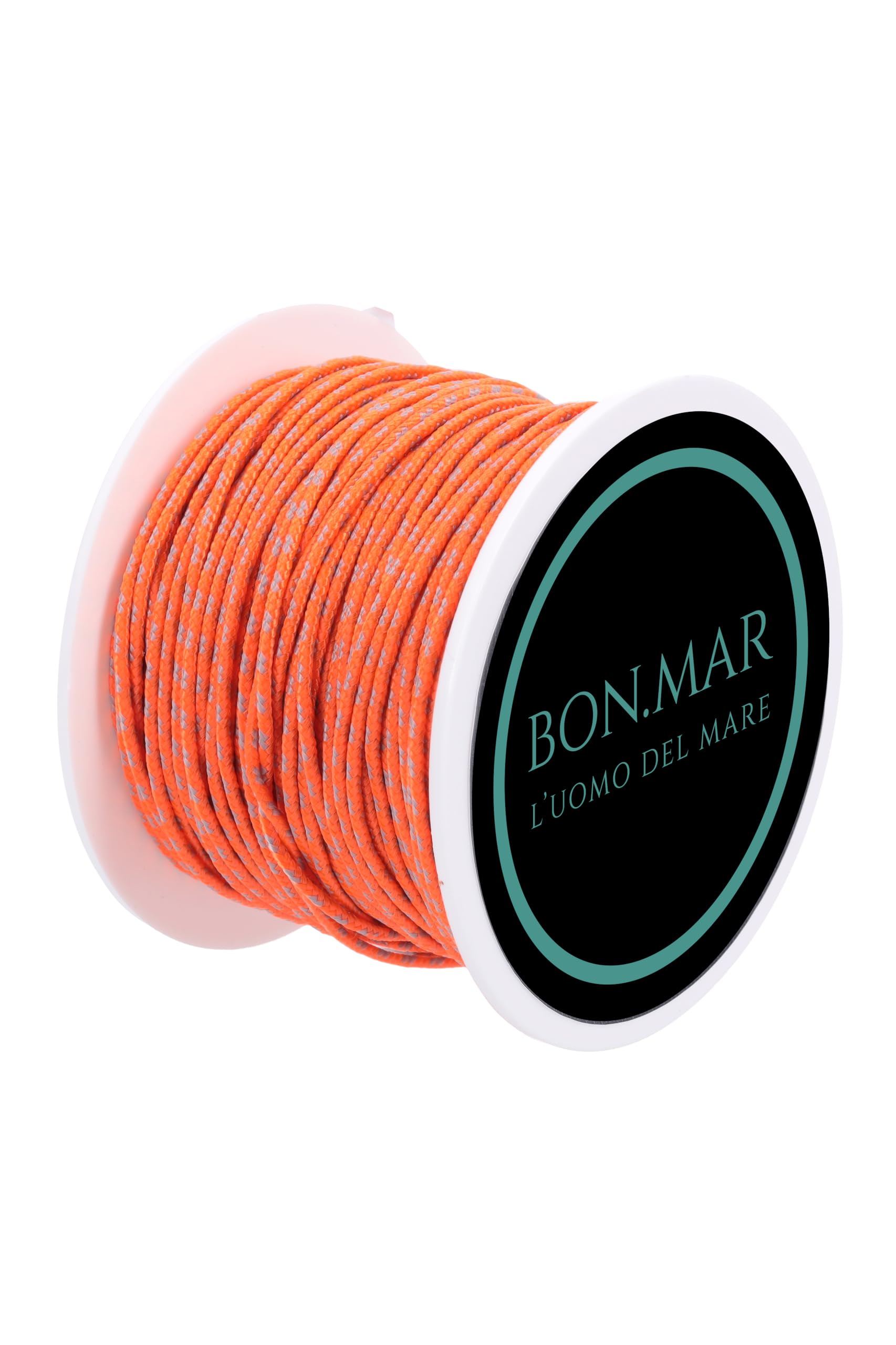BON.MAR Sagola in Dyneema Rivestito SK75 Ø1.5mm – Bobina 50m Arancione Inserti Grigi – Alta Resistenza per Arbalete e Pesca Subacquea