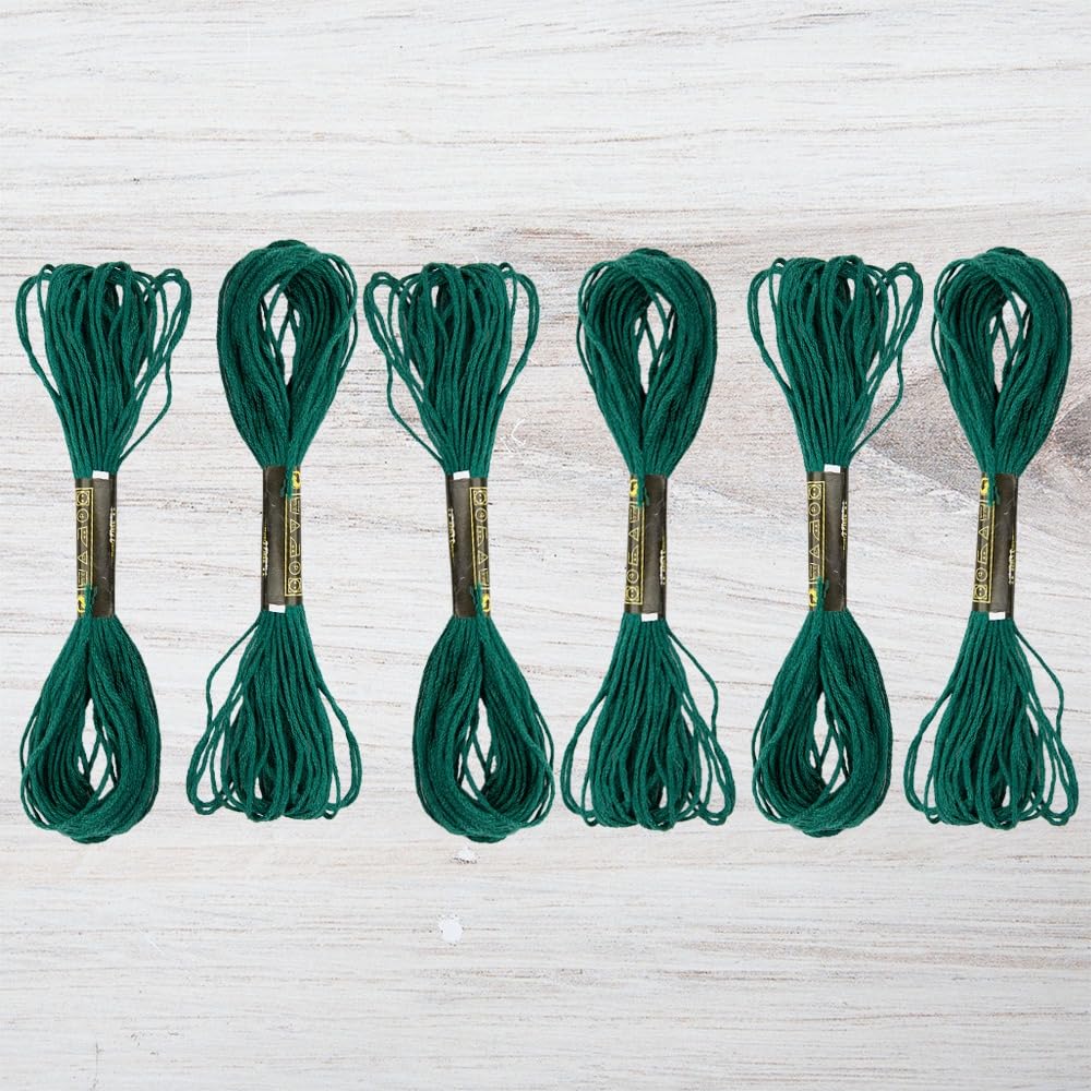 Embroidery Floss Pack – 6 Skeins, 8.7 Yards Each – Dark Teal Embroidery Floss for Needlework, DIY Bracelets, Crafting, Weaving