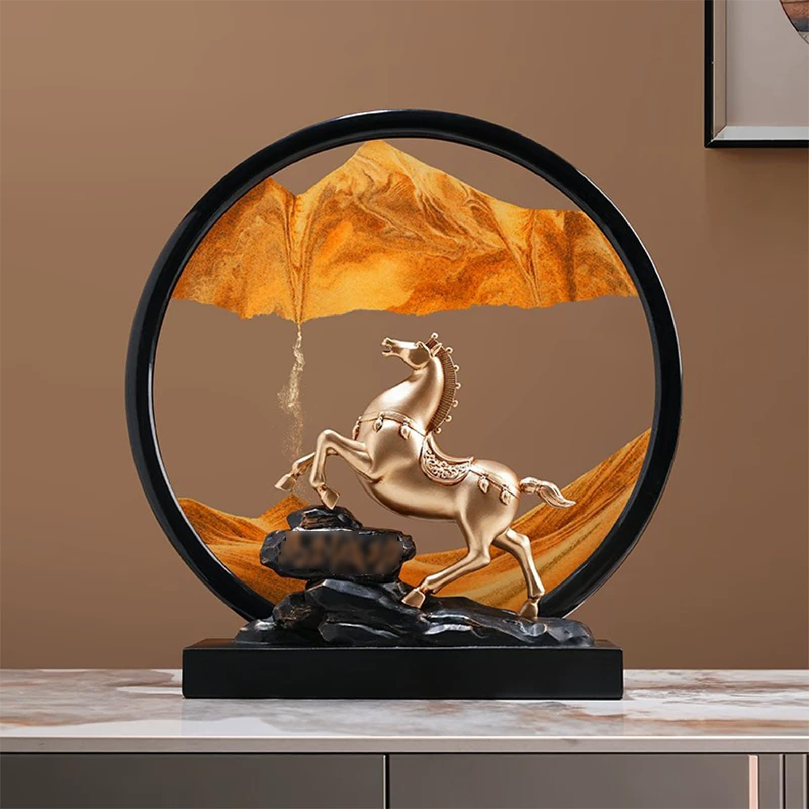 Sable Qui Coule et sculpture cheval : art cinetique et decoration salon bureau moderne