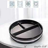 Vista 4 de Platos de control de porciones de 9 pulgadas (paquete de 4) platos divididos de plástico para adultos, plato llano de 3 compartimentos, perfecto