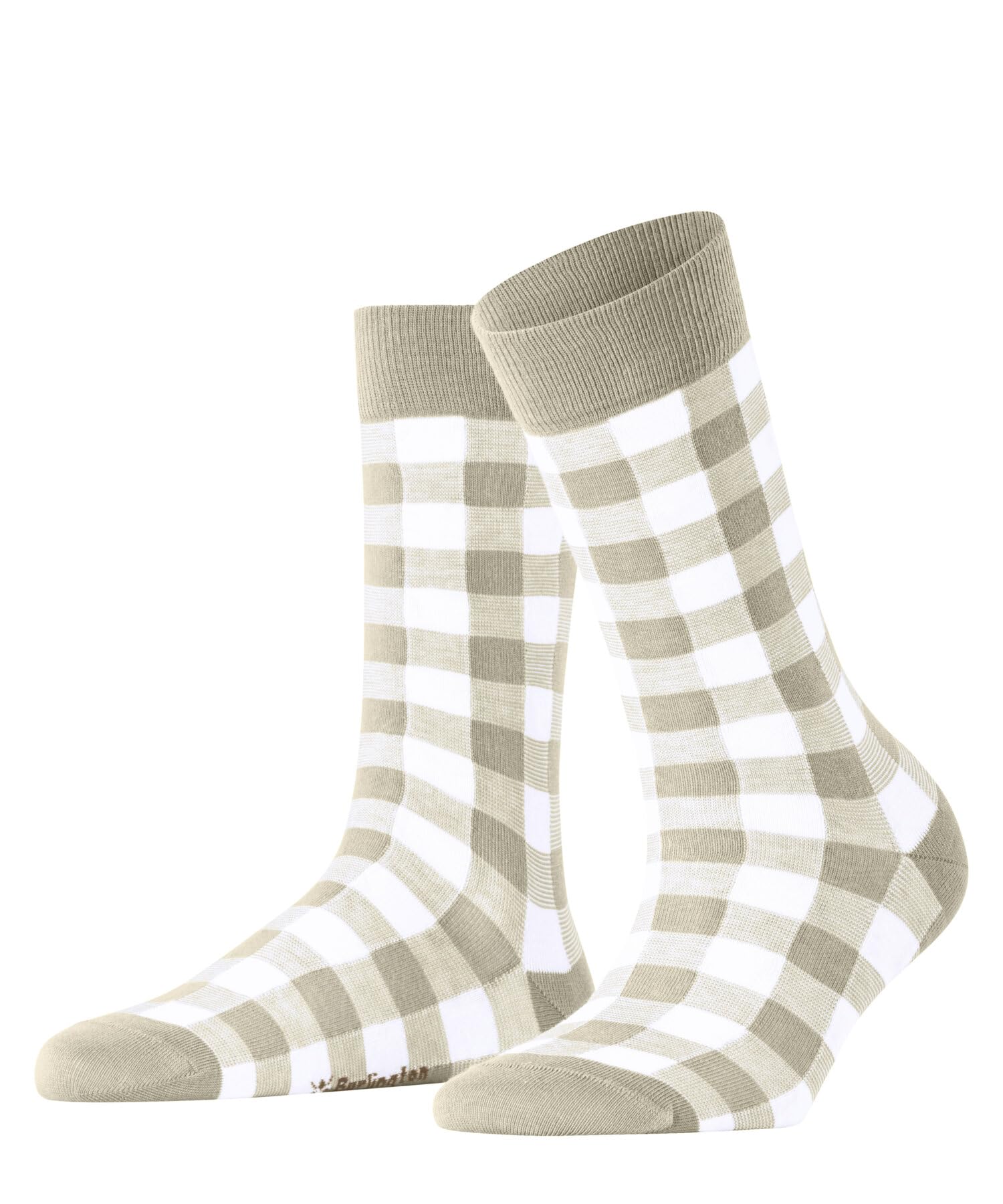 Burlington Women's Beige Gravel 4840 Vichy W So Cotton Patterned 1 Pair Socks, 3.5-7