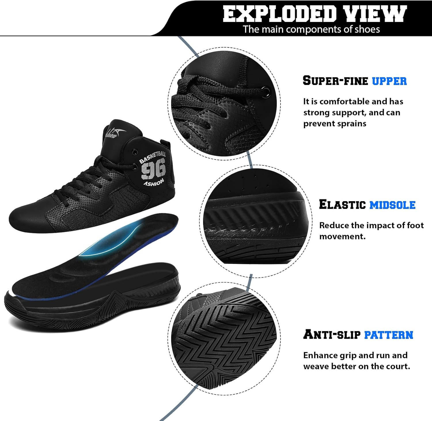 ASHION Mens Basketball Shoes High Top Streetball Lightweight Outdoor Sneakers Cushioning Shoes for Team Sports Athletic - Image 2