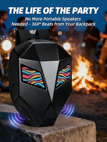 Miniatura 7 de Gelrova Mochila de música batería no incluida  Mochila LED para motocicleta con altavoces, almacenamiento expandible para casco (14.8 L  25.2 L),