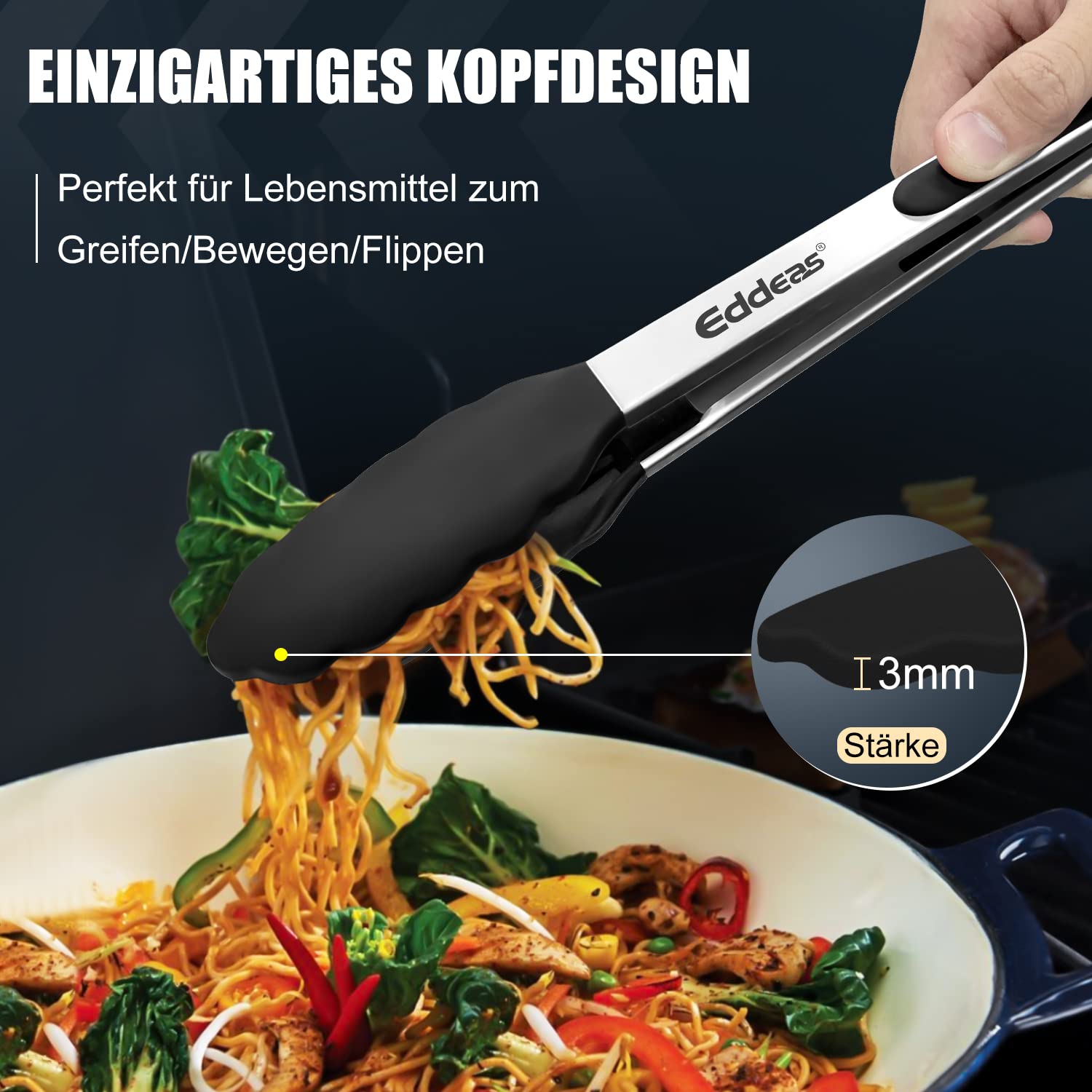 Ahigh Küchenzangen 3er-Set – Mit Silikonspitzen & Verriegelung, Hitzebeständig Bis 250°C | Größen: 21cm, 26cm, 34cm | Ideal Für Grill, Salat, Backen