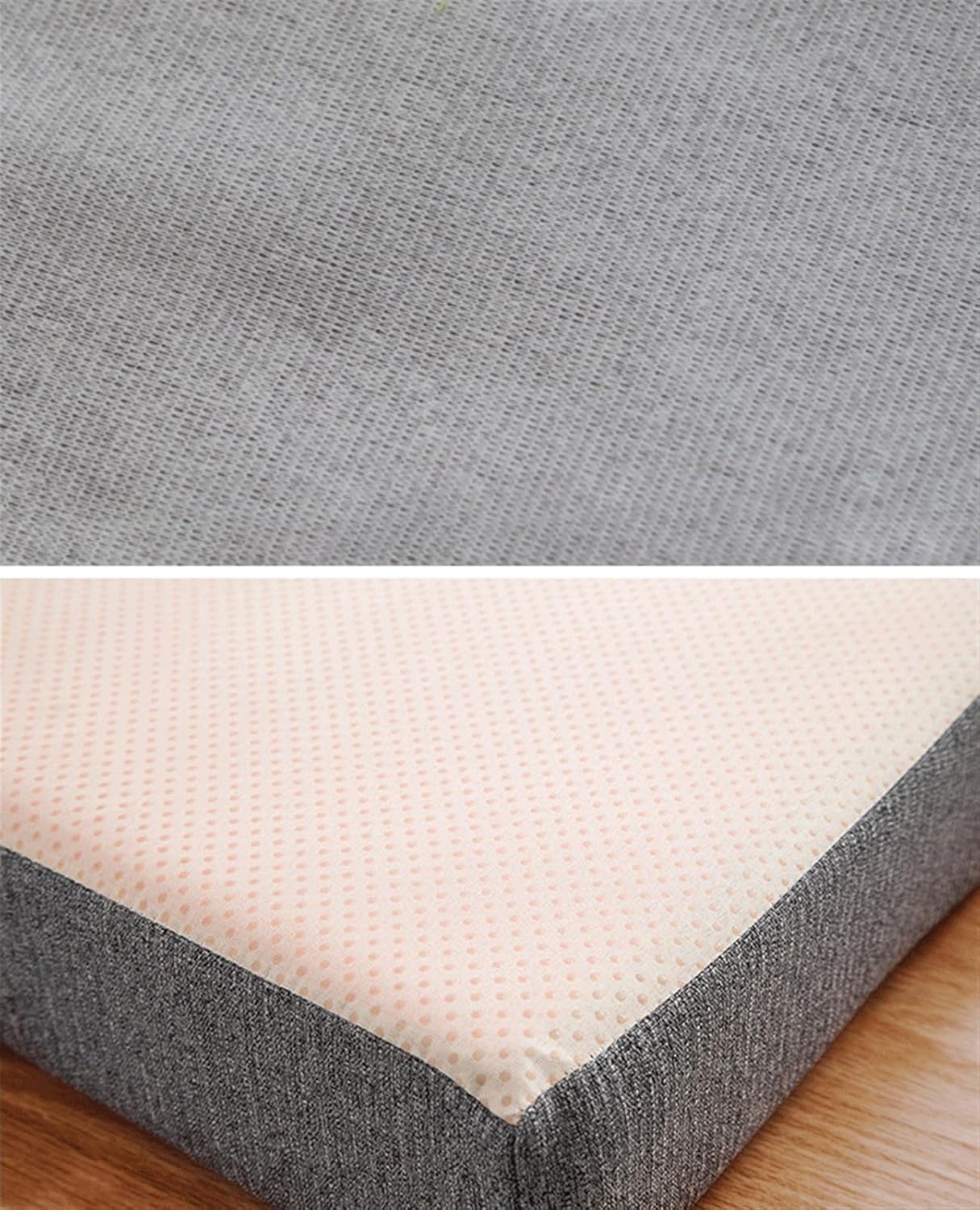 Reyox Thicken Cotton Linen Chair Cushion, Non Slip Seat Cushion for Recliners, Armchairs 2" Thick Round Black 20" x 20"