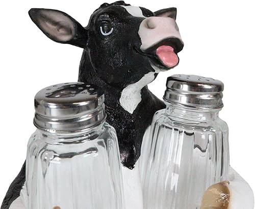Miniatura 3 de Ebros Gift Ganado bovino Holstein vaca Moo Moo abrazando sal y pimentero, estatuilla de cocina, bar, encimera