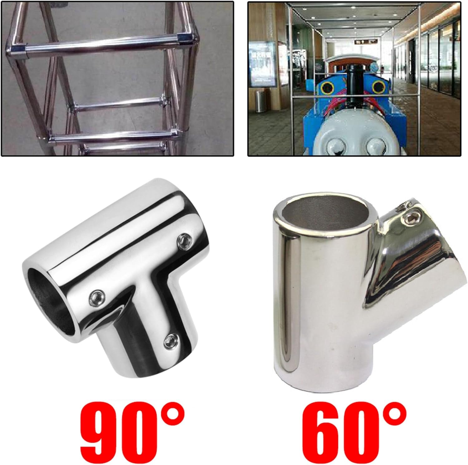 1Pack 90 Degree Marine 316 Stainless Steel Boat Handrail Tee Fitting Hardware, Pipe/Tube Connector Clamp Hardware Boat Accessories for Pipe/Tube 22/25/32mm
