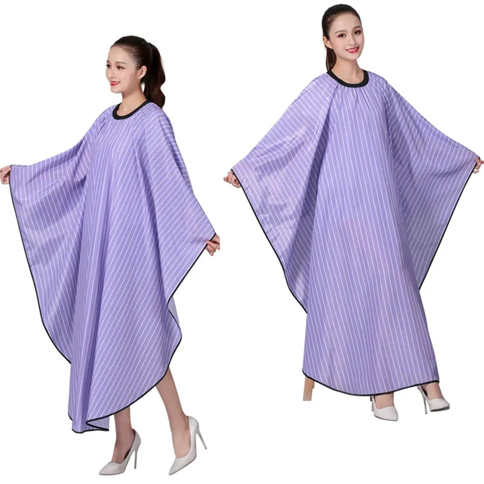 Capa Peluqueria Capa de peluquería Profesional for salón, Vestido de Peluquero de Tela Wai de Peluquero Impermeable a Rayas de Moda Retro de Lujo for Adultos(Blue)