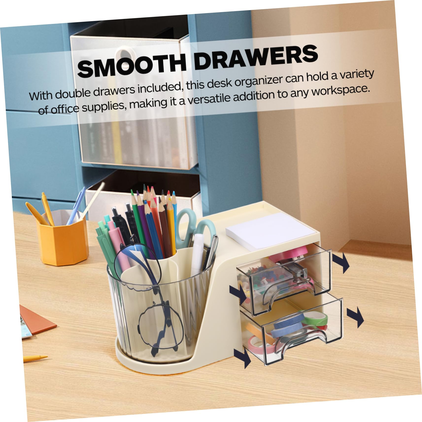 Hemobllo Portapenne Scrivania Organizer Contenitore per Penne Diviso in Scomparti Lisci per Cancelleria e Articoli per Ufficio Design Elegante e Moderno Risparmio Spazio per Scrivania