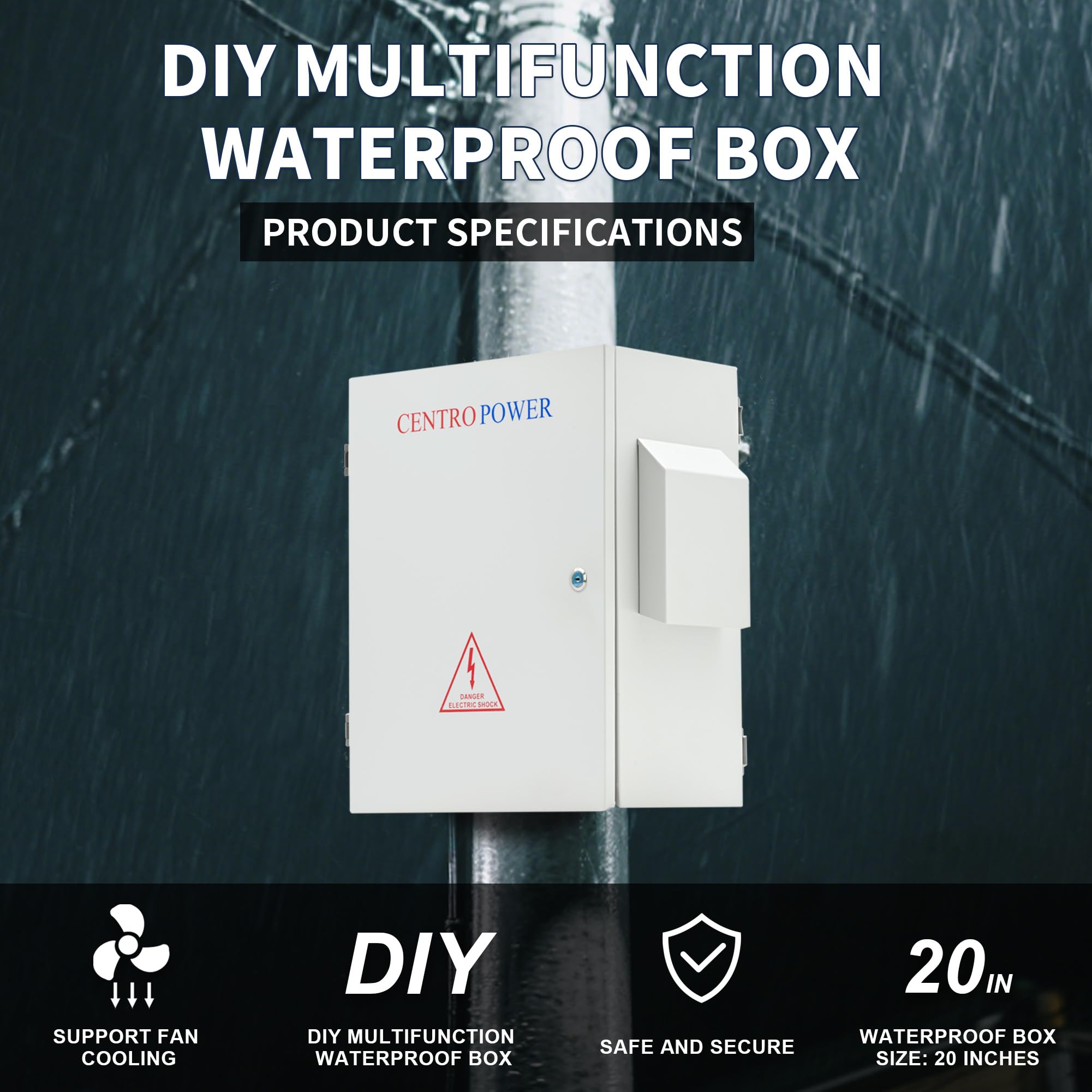 NEMA - Recinto eléctrico para exteriores, acero laminado en frío resistente, IP65 impermeable, con placa de montaje extraíble, perfecto para instalaciones de proyectos de bricolaje, montaje en pared o