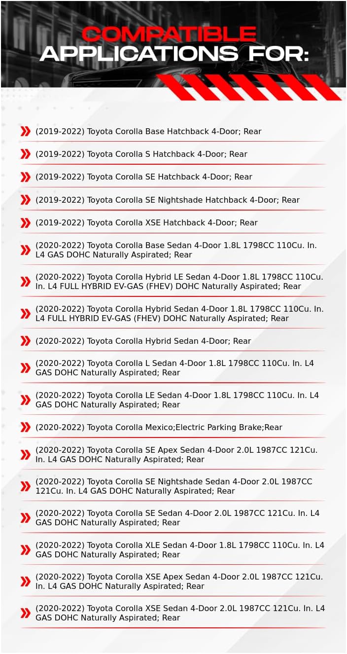 R1 Concepts Rear Brake Kit For 2019-2022 Toyota Corolla| Blank Brake Rotors| Optimum OEP Brake Pads and Rotors Kit| Hardware included
