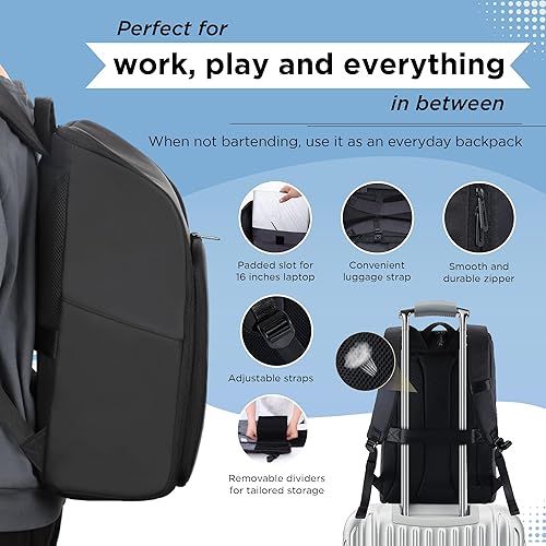 Miniatura 6 de Teavas Mixology Kit de barman y bolsa de kit de barman  Kit de barman de acero inoxidable de 12 piezas con coctelera Boston, colador, jigger,