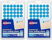 Vista 6 de Avery - Etiquetas para codificar por color autoadhesivas y removibles, 1/2 pulgada de diámetro, paquete de 840 unidades, Azul claro