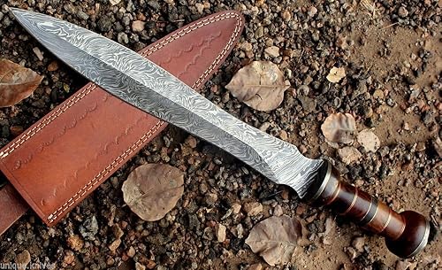 Miniatura 2 de Muñeco de acero de Damasco forjado a mano, espada griegaromanadagaespada de gladiador de caza brillante