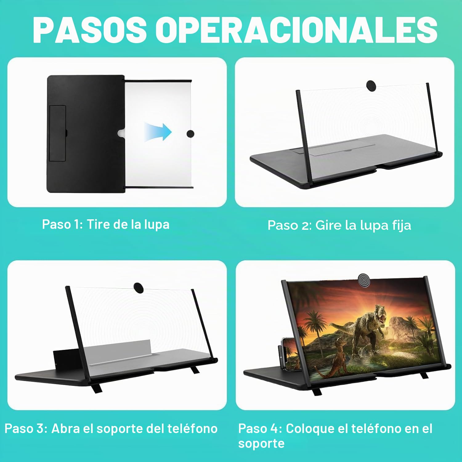 Amplificador Pantalla móvil,16 Pulgadas HD Pantalla Aumento movil, para Todos los Smartphones, antiluz Azul, Lupa Pantalla movil 3D para Ver vídeos de películas