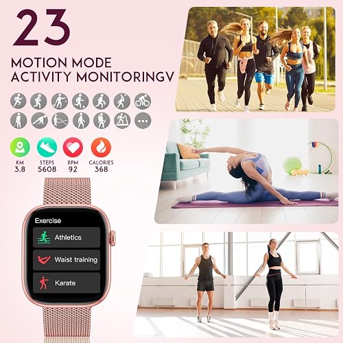 Smart Watch Women Fitness Tracker: Lady Smartwatch for Android IOS Phone IP67 Waterproof Blood Oxygen Heart Rate Sleep Monitor Answer Make Call Step Counter Touchscreen Sport Bluetooth Pink Slim Watch - 4