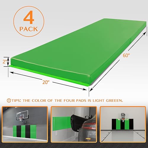 Miniatura 63 de PROGOAL Almohadilla de pared de espuma de protección de espuma de 2 pulgadas/4 pulgadas de grosor, protectores de cancha de baloncesto para Verde
