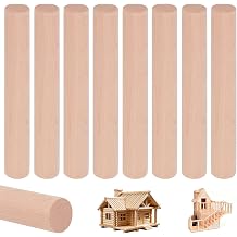 8 PCS Wooden Dowel Rods 1-1/8" x 4", Unfinished Round Wood Dowels Precut Wood Sticks for Crafts, DIY Projects, Cake Dowels & Woodworking 1-1/8" x 4"