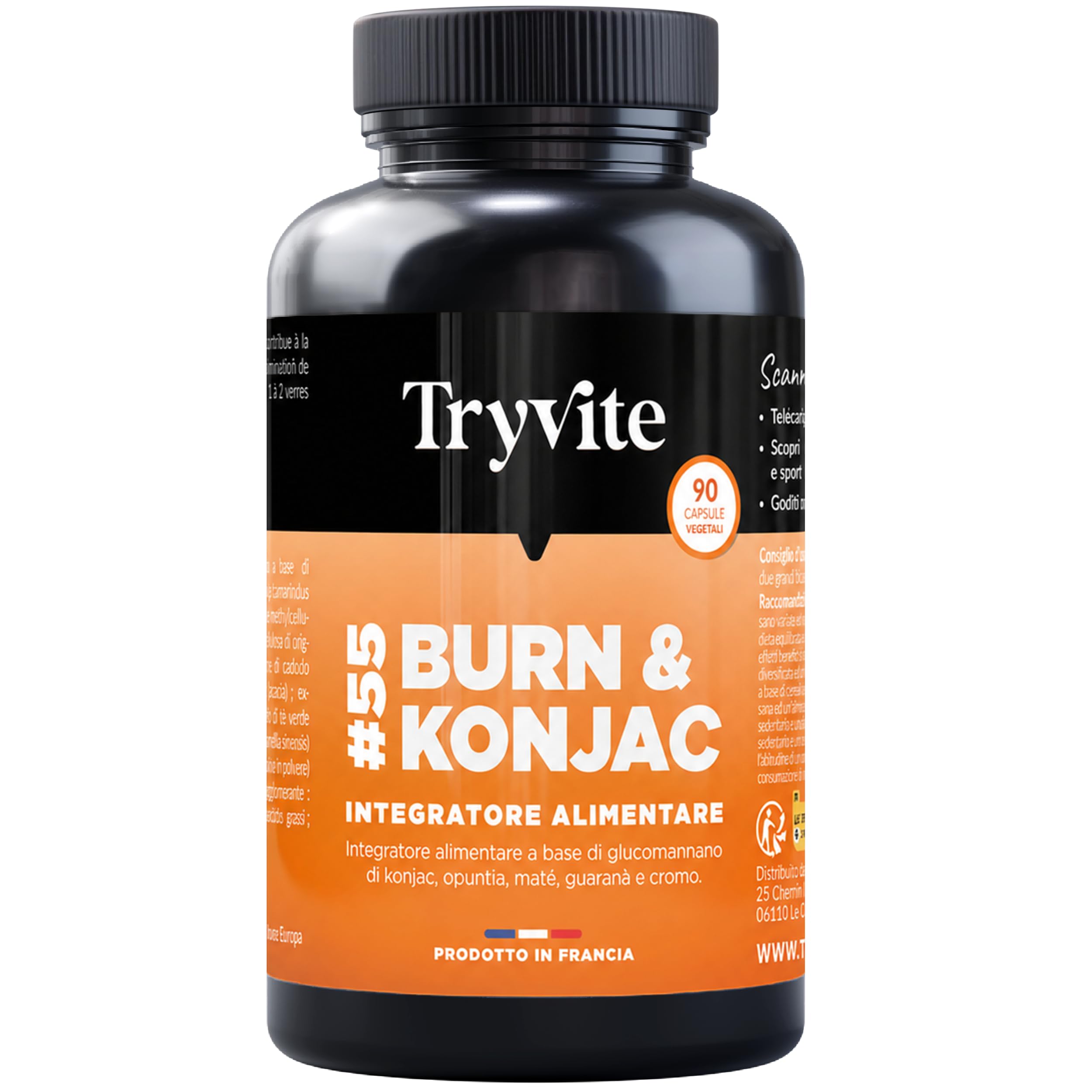 TRYVITE Konjac Active – Formula Silhouette con Konjac, Nopal, Matè, Guaranà e Cr