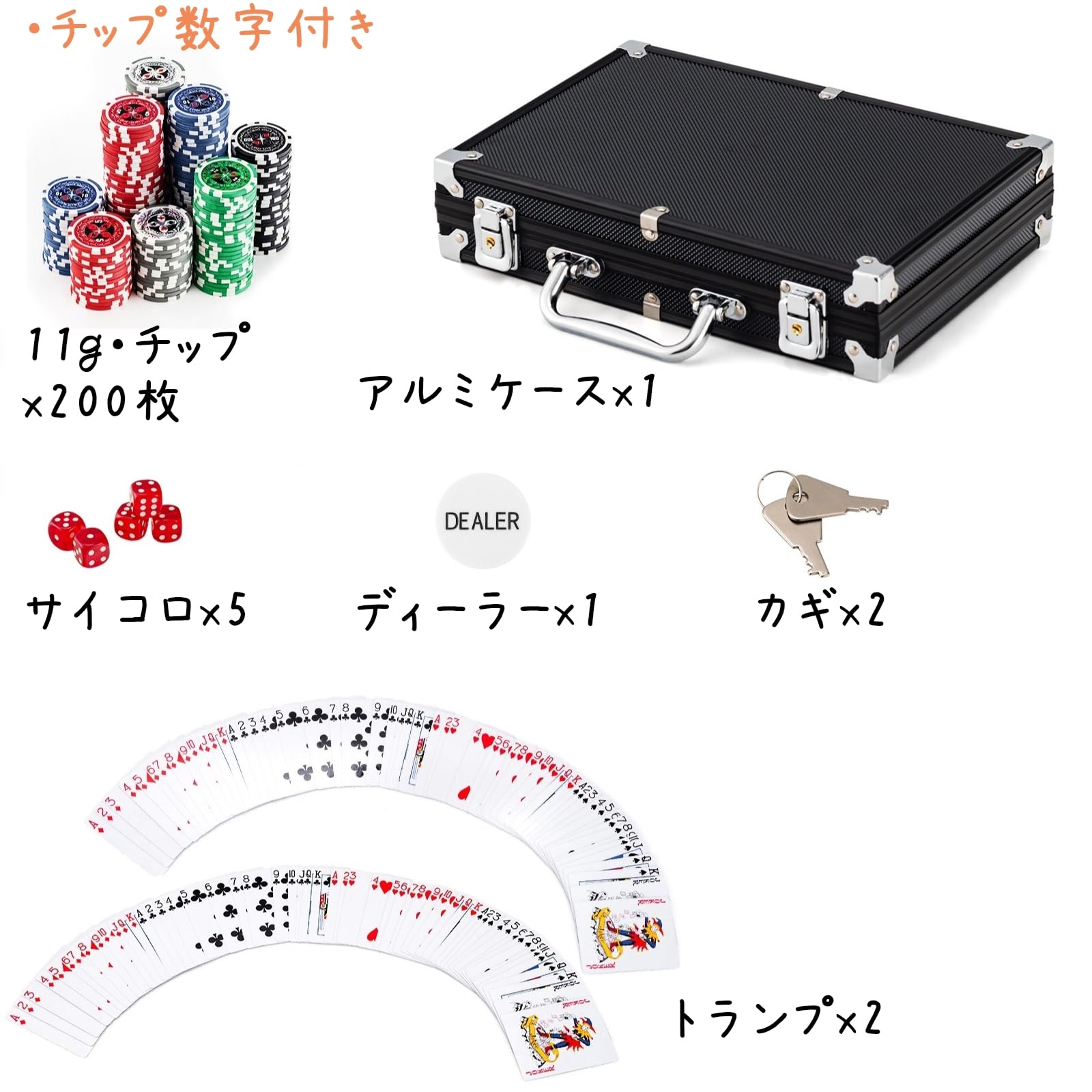 Amazon.co.jp: Goplus ポーカーチップ 200枚 数字 カジノチップ