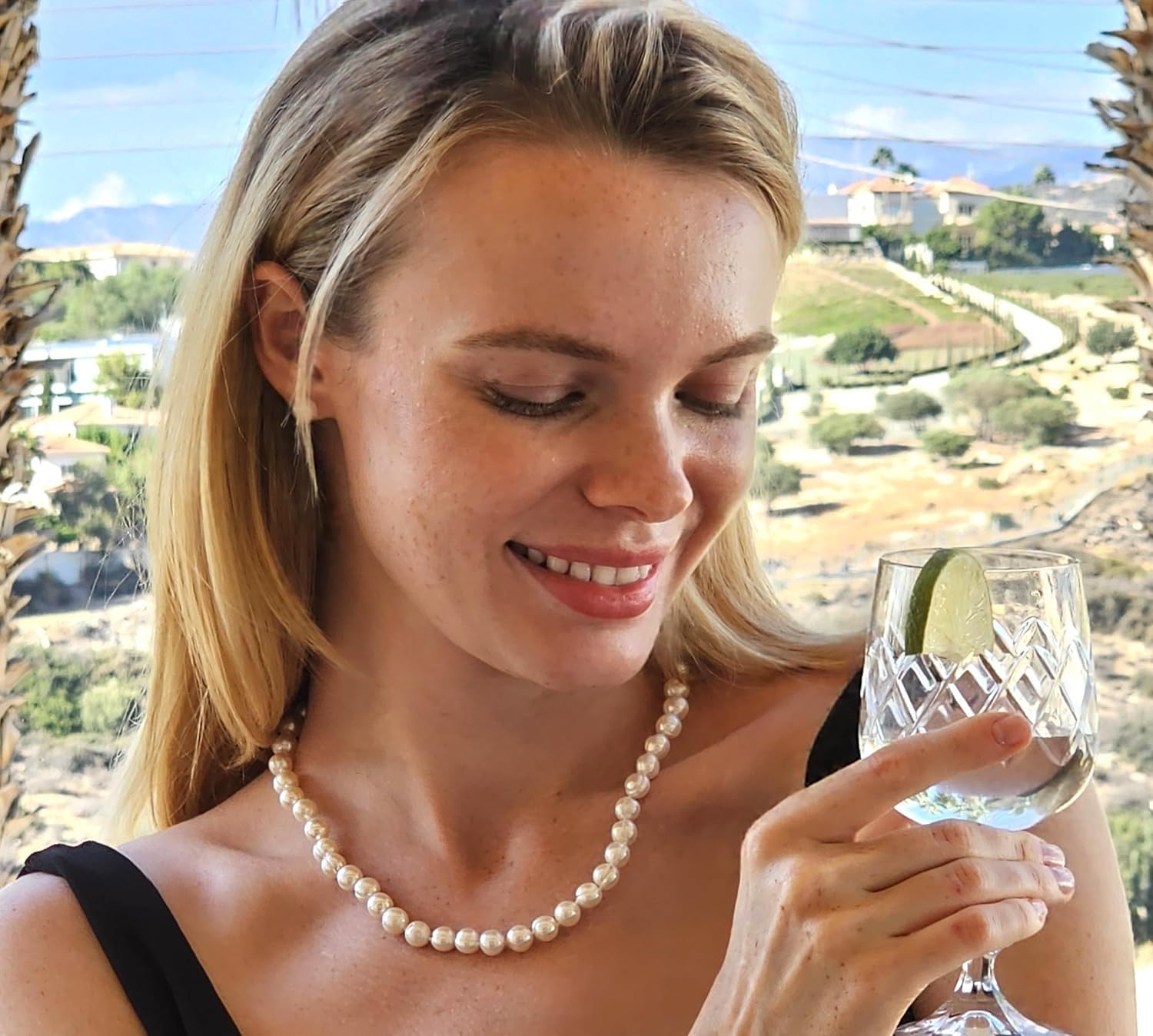 Pierre Lorren 9mm White Real Cultured Pearl Necklaces Freshwater NATURAL Pearl Jewelry Set 18" AAAA grade Cultured Pearl Necklace women 18k White GOLD Silver Akoya Baroque Pearl Earrings gift for her - Image 2